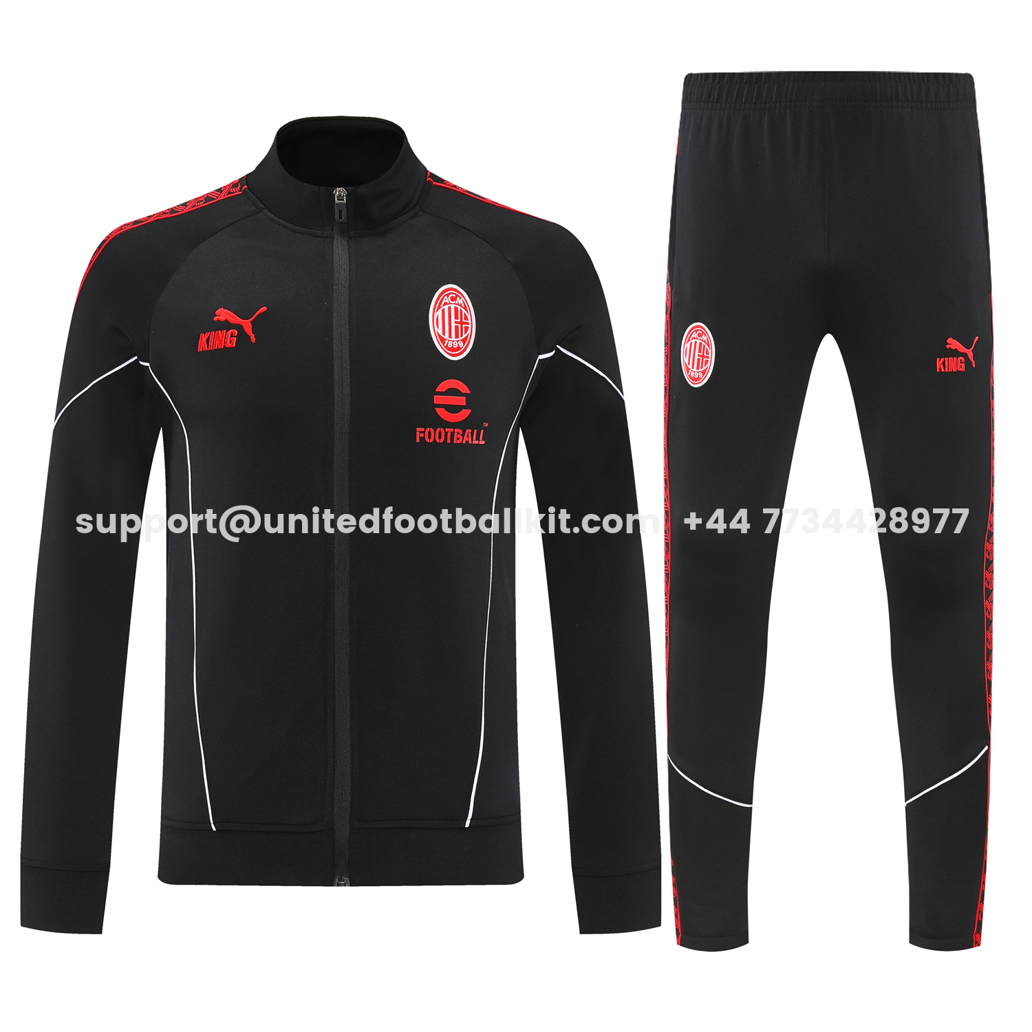 Unitedfootballkit.com | AC Milan 25-26 Jacket Training Tracksuit - Black top & Pants -Customize Name, Number and Patch | Worldwide Shipping
