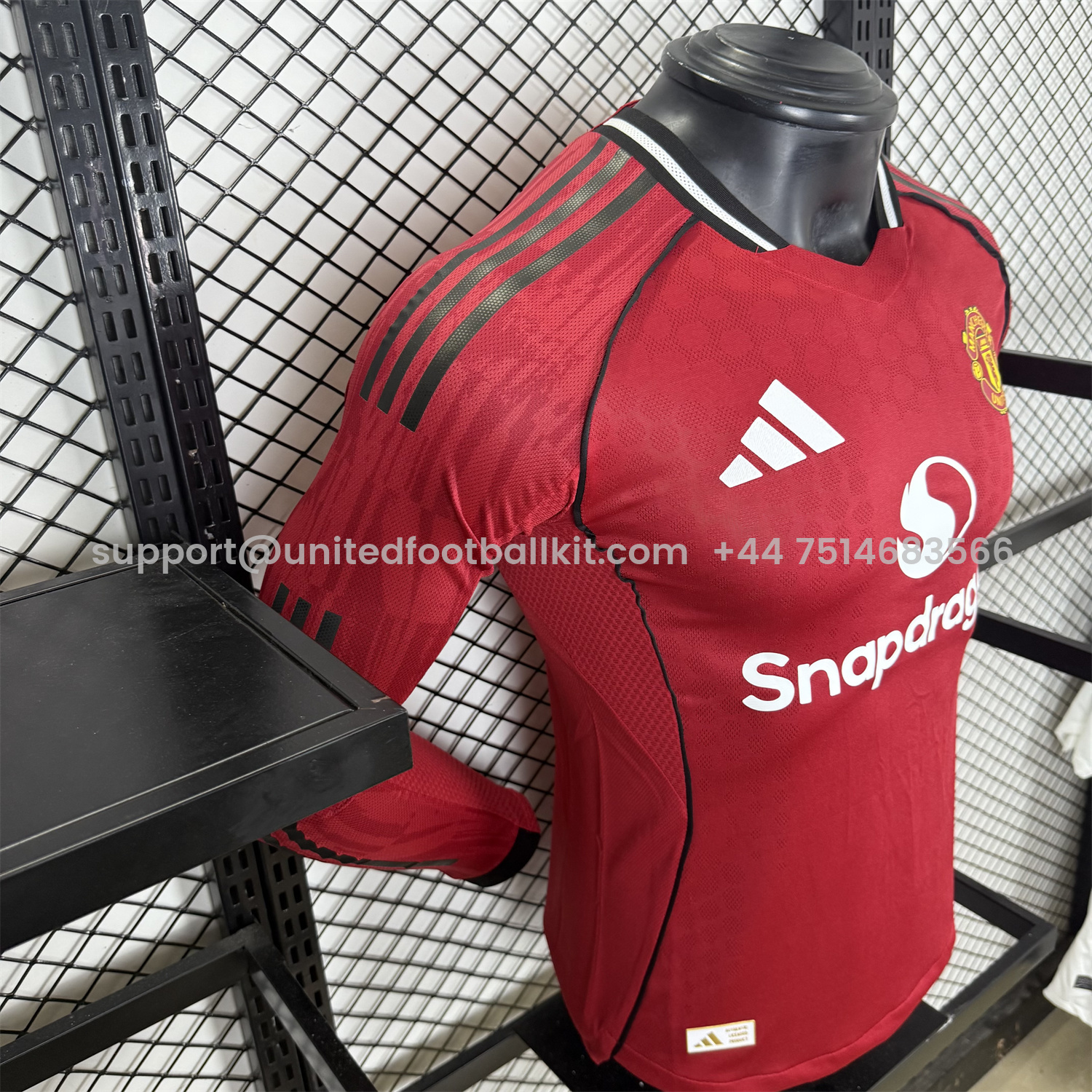 Unitedfootballkit.com | Manchester United 25-26 Home Long Sleeves Jersey - Player Version -Customize Name, Number and Patch | Worldwide Shipping