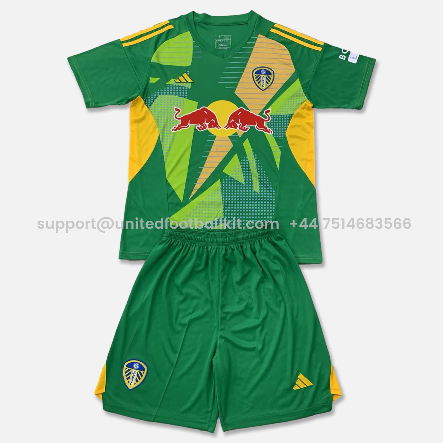Unitedfootballkit.com | Leeds United 24-25 Fruit Green Goalkeeper Men's Adult Jersey Set - Fans Version -Customize Name, Number and Patch | Worldwide Shipping