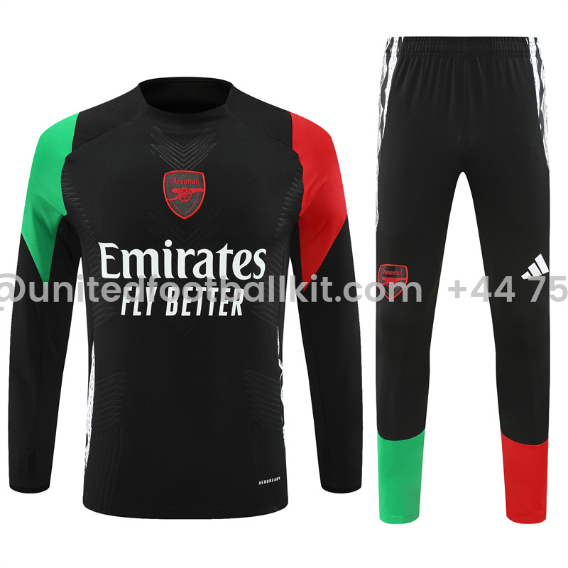 Unitedfootballkit.com | Arsenal 24-25 Long Sleeve Training Set - Player Version - Black -Customize Name, Number and Patch | Worldwide Shipping