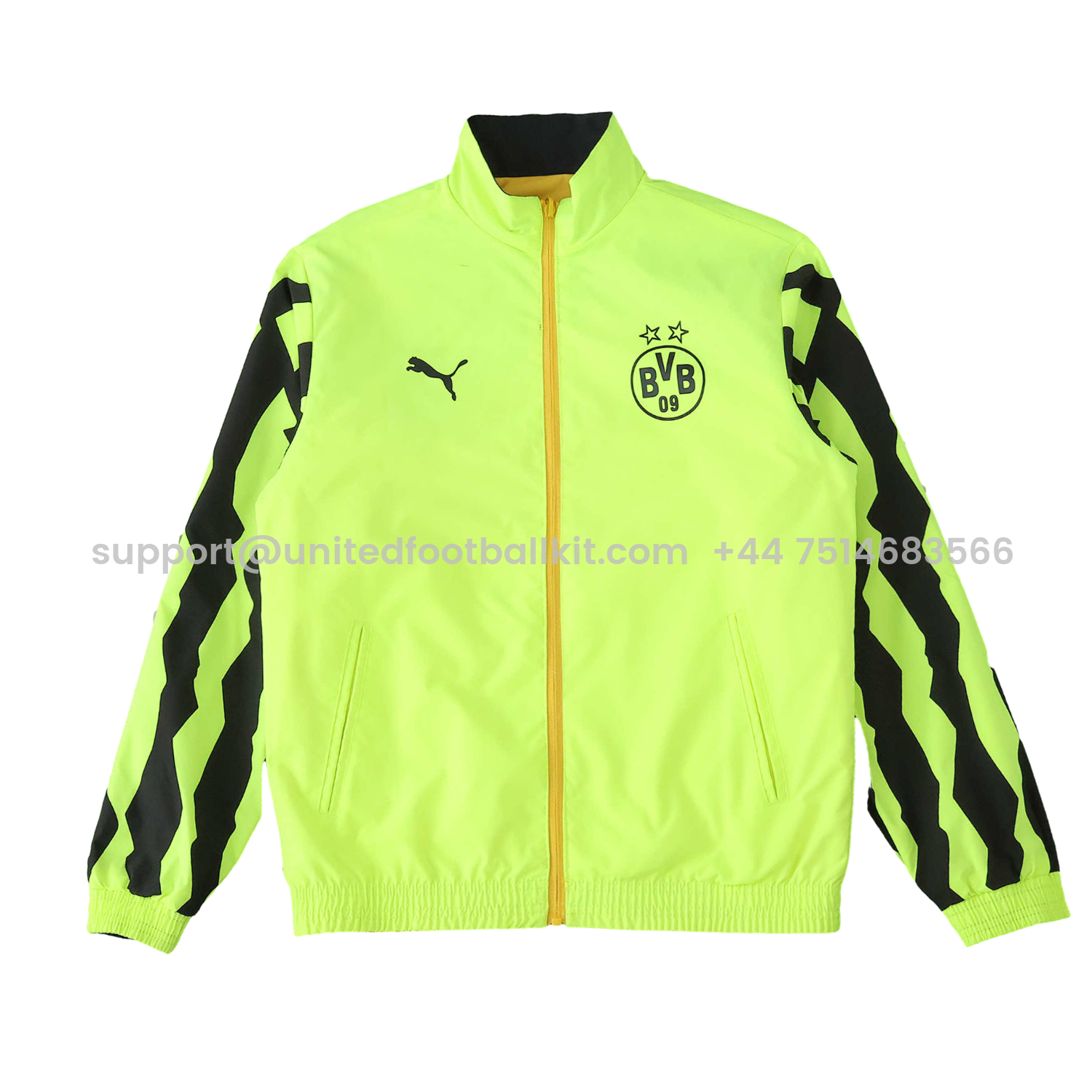Unitedfootballkit.com | Dortmund 25-26 Double Sided Reversible Windbreaker - Green & Yellow -Customize Name, Number and Patch | Worldwide Shipping