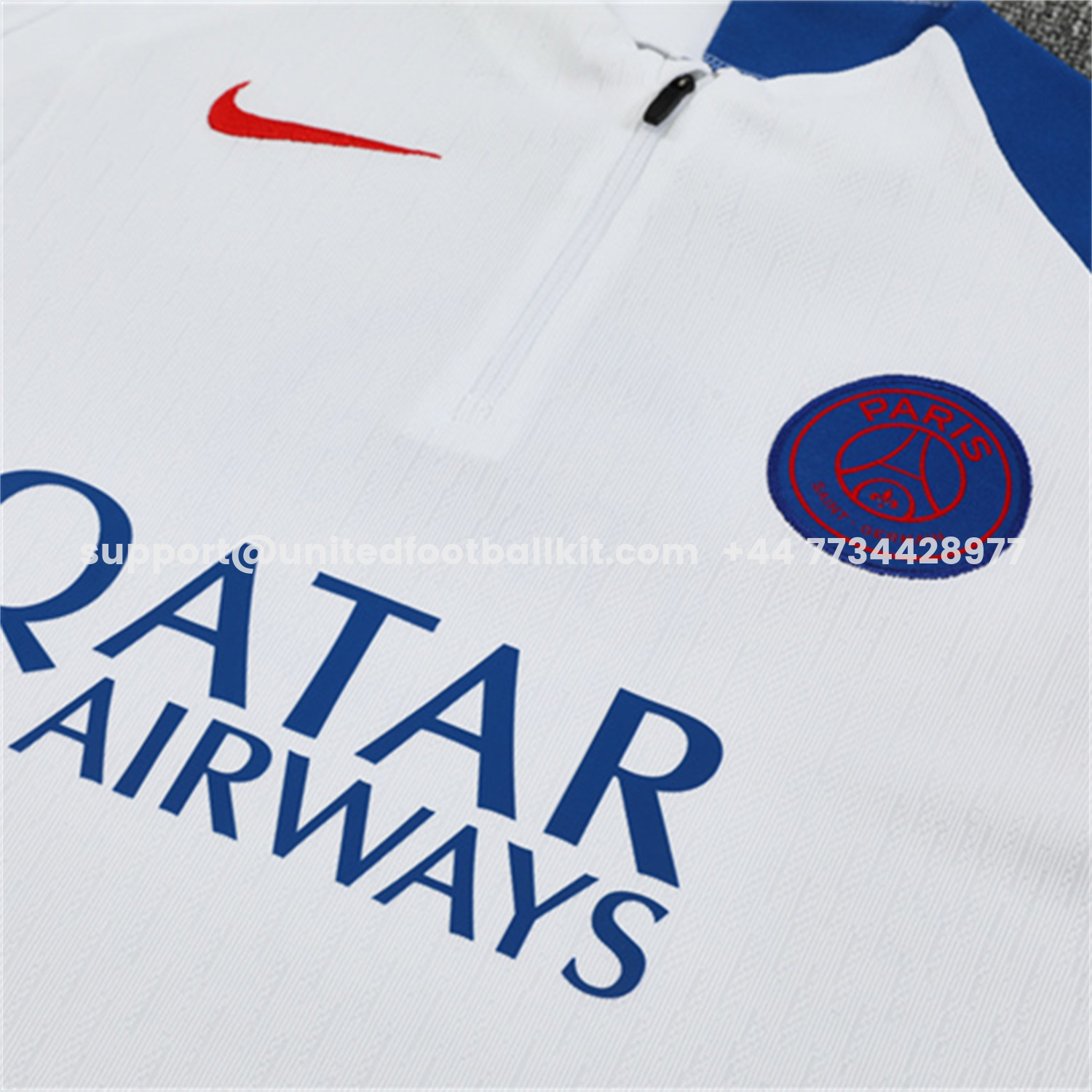 Unitedfootballkit.com | Paris Saint-Germain PSG 25-26 Kids Long Sleeve Training Set - Player Version - White Top and Black Pants -Customize Name, Number and Patch | Worldwide Shipping