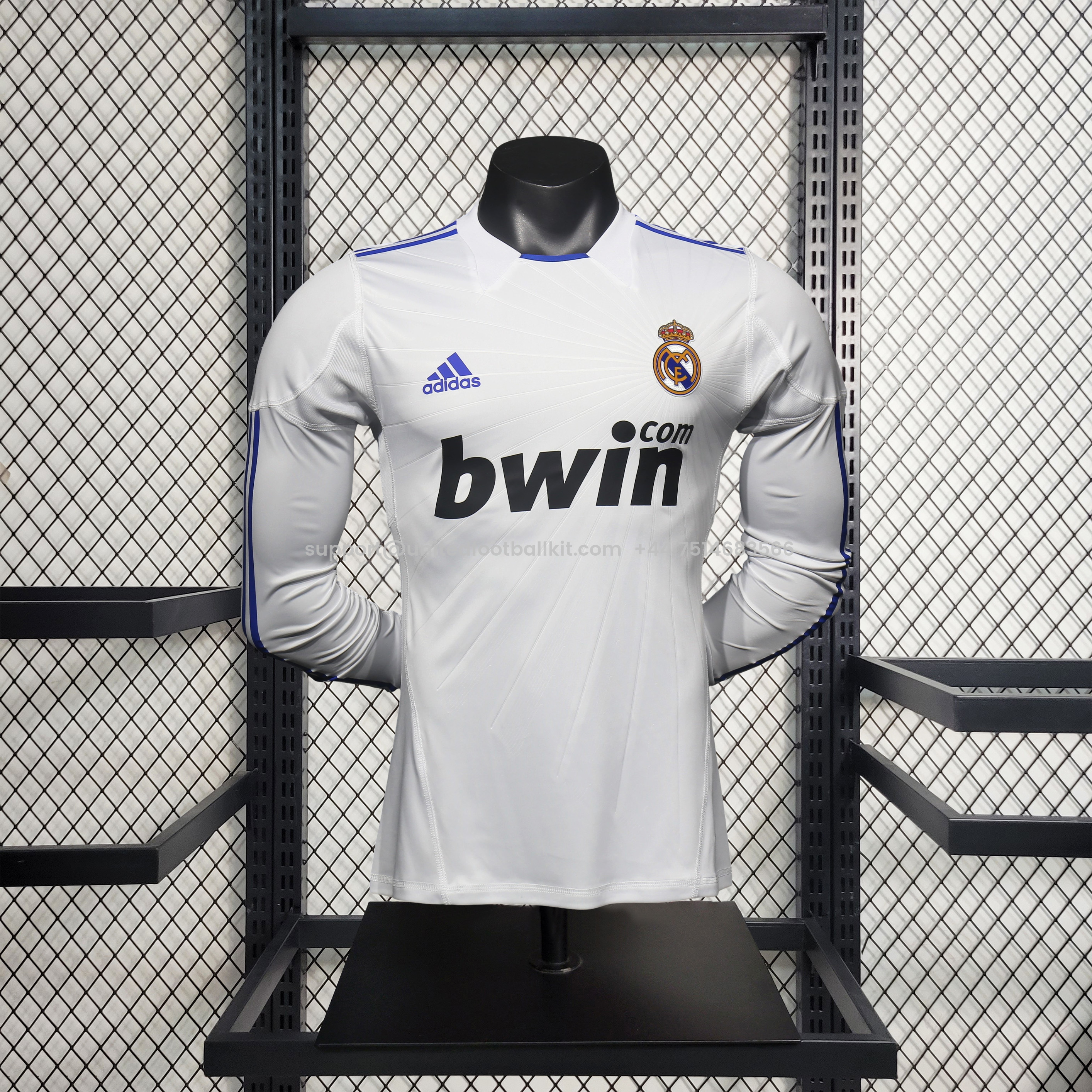 Unitedfootballkit.com | Retro Real Madrid 10-11 Home Long Sleeve Jersey - Player Version -Customize Name, Number and Patch | Worldwide Shipping