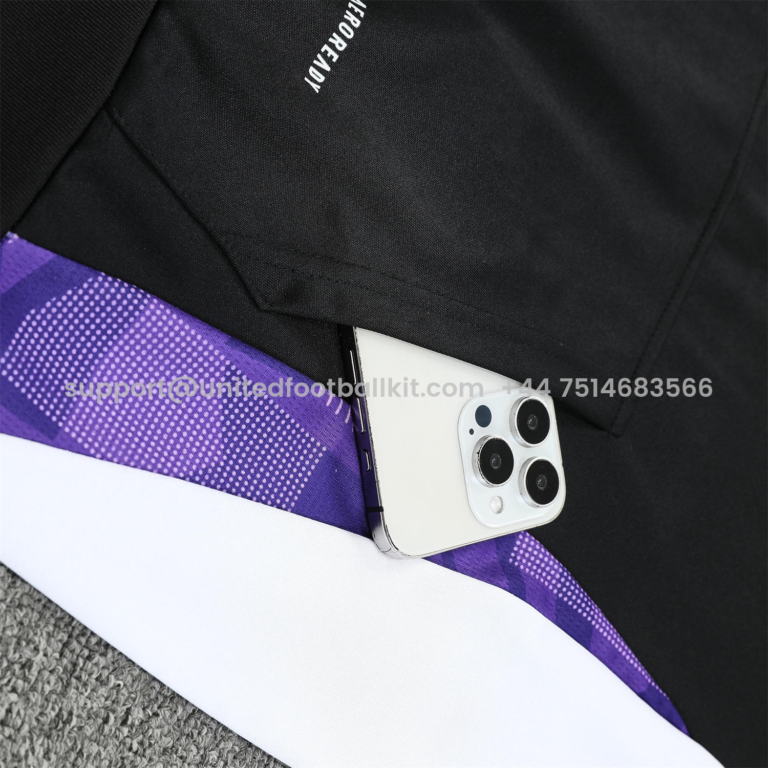 Unitedfootballkit.com | Real Madrid 24-25 Training Hoodie Set - Black Hoodie and Black Pants -Customize Name, Number and Patch | Worldwide Shipping