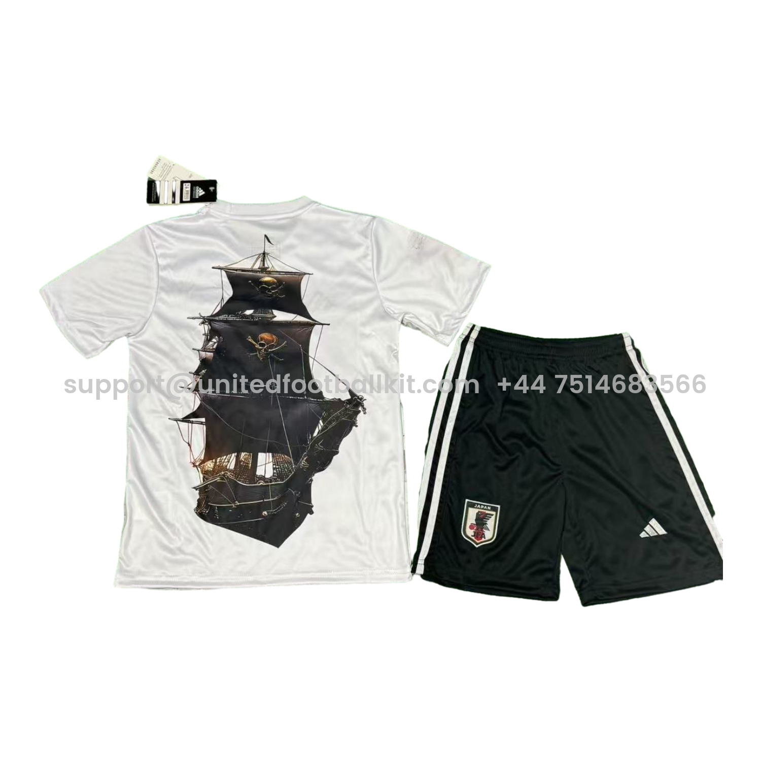 Unitedfootballkit.com | Japan 25-26 Luffy And Skull White Special Kids Kit -Customize Name, Number and Patch | Worldwide Shipping