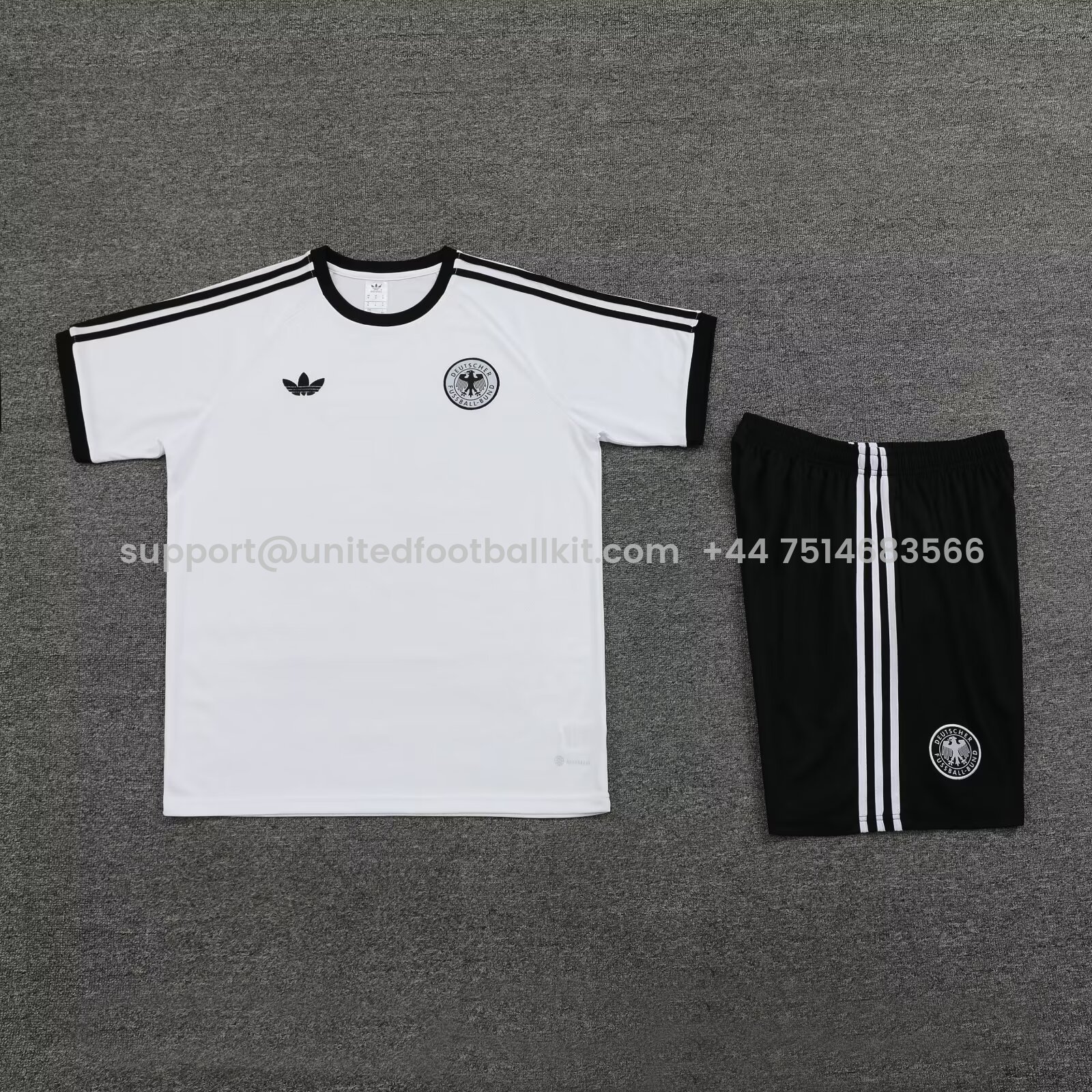 Unitedfootballkit.com | Germany 2024 Originals 3-Stripes Short-Sleeve Training Set - White -Customize Name, Number and Patch | Worldwide Shipping