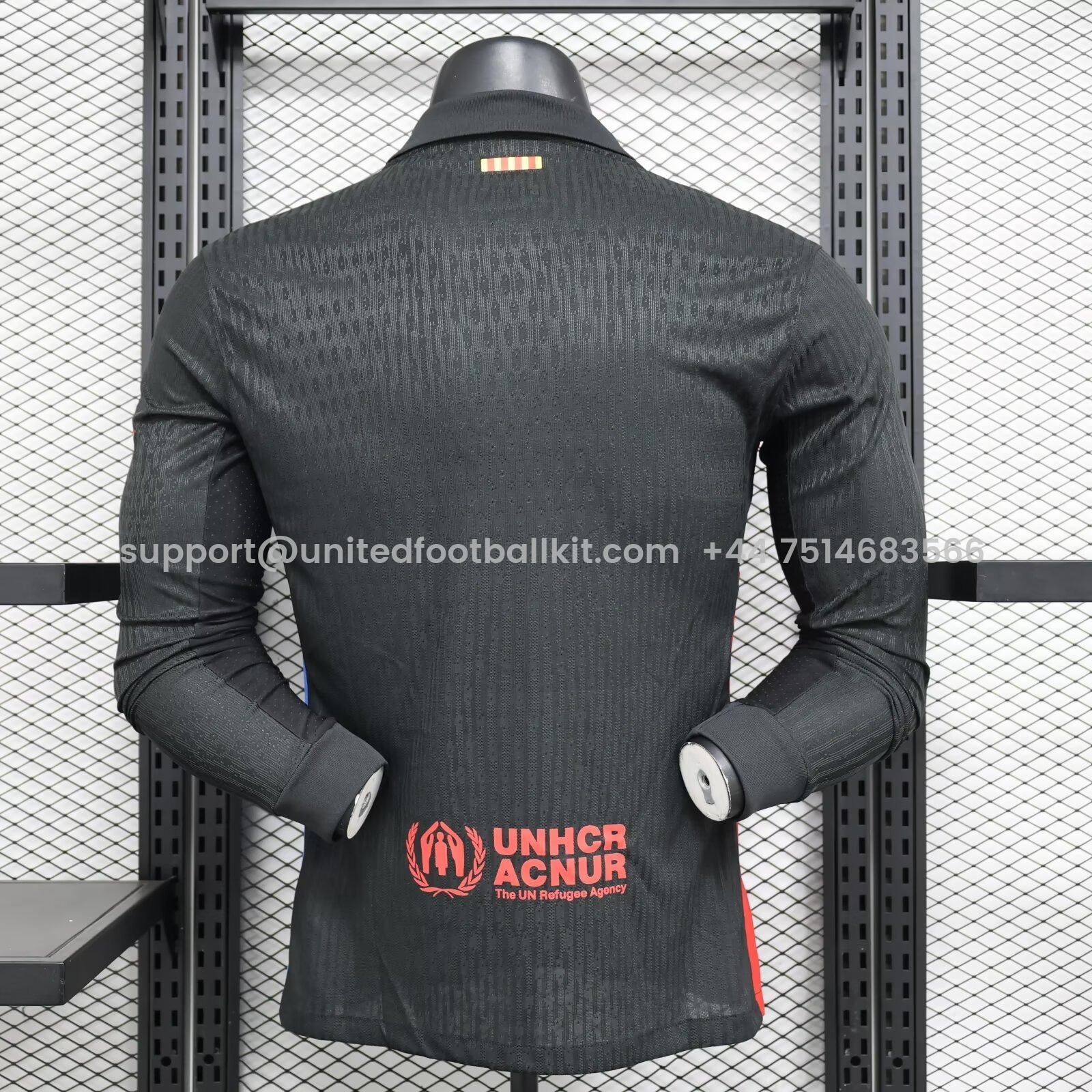 Unitedfootballkit.com | Barcelona 24-25 Away Long Sleeve Jersey with Big Logo - Player Version -Customize Name, Number and Patch | Worldwide Shipping