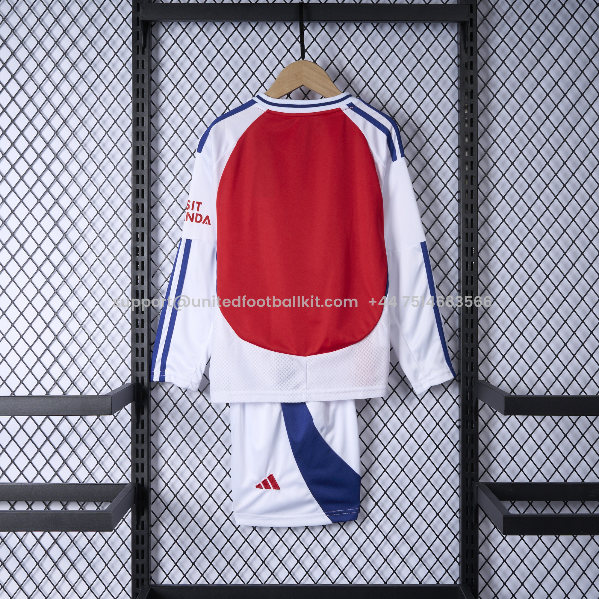 Unitedfootballkit.com | Arsenal 24-25 Home Long Sleeve Kids Kit -Customize Name, Number and Patch | Worldwide Shipping