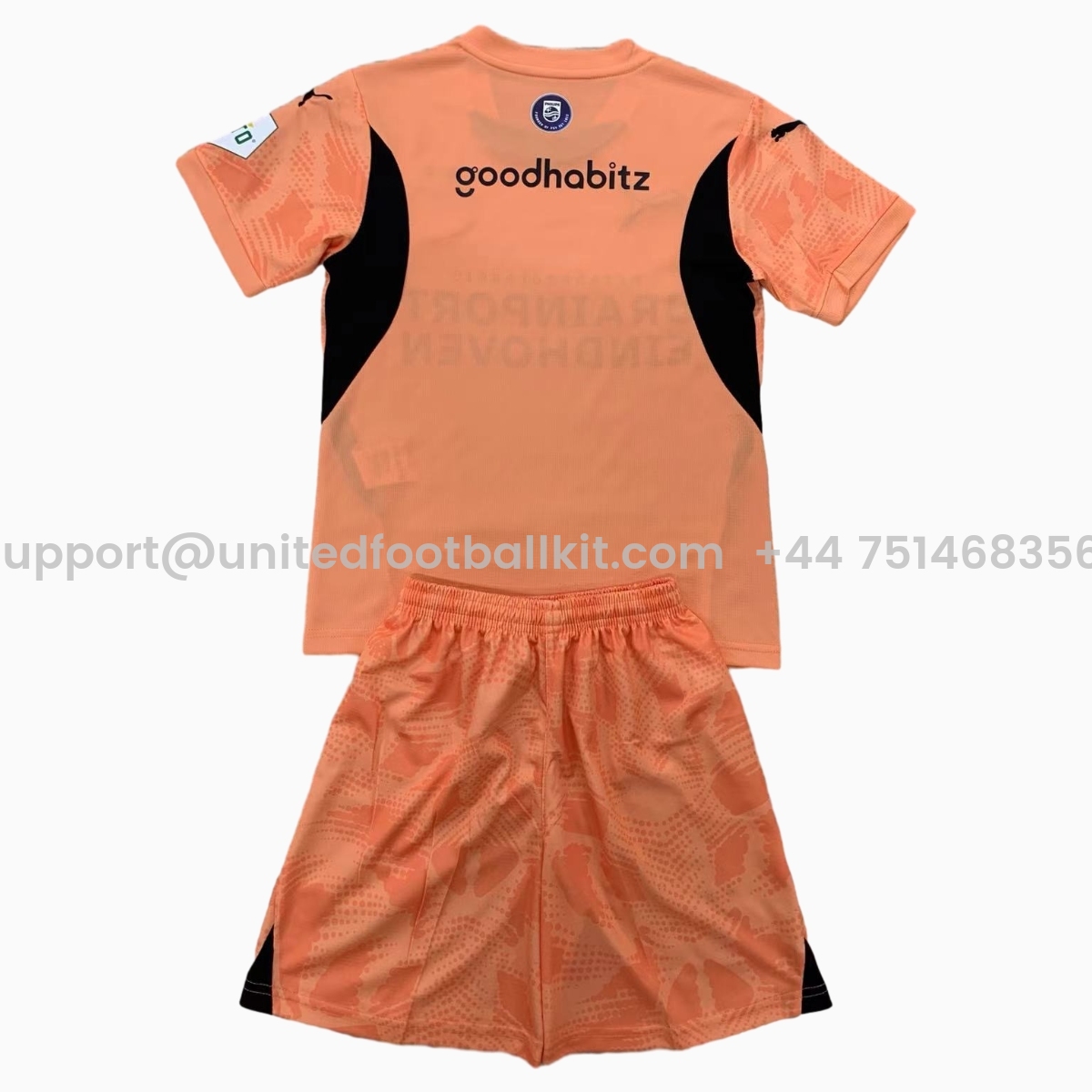 Unitedfootballkit.com | PSV Eindhoven 24-25 Orange Goalkeeper Kids Kit -Customize Name, Number and Patch | Worldwide Shipping