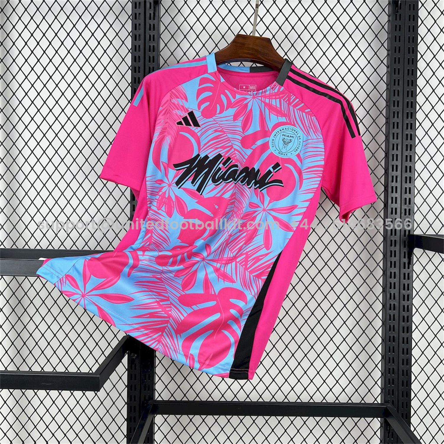 Unitedfootballkit.com | INT M.A.M 25-26 Pink & Blue Coconut Tree Leaves Jersey - Fans Version -Customize Name, Number and Patch | Worldwide Shipping