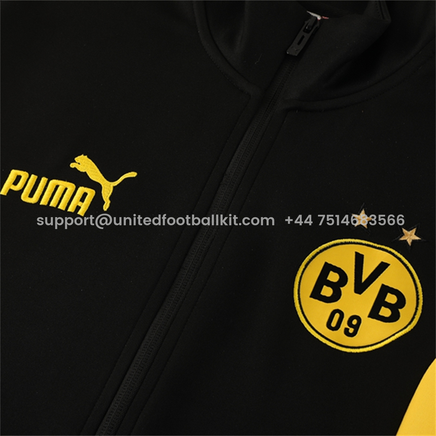Unitedfootballkit.com | Dortmund 25-26 Jacket Training Tracksuit - Black top & Black Pants -Customize Name, Number and Patch | Worldwide Shipping
