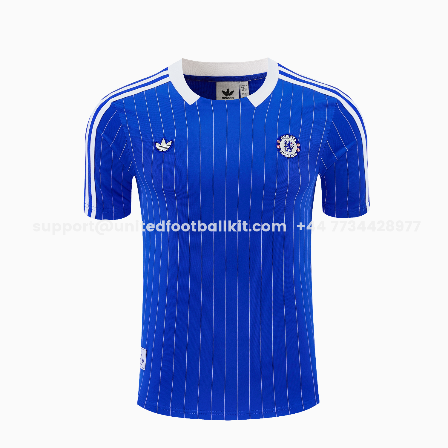 Unitedfootballkit.com | C.H.E.L.S.E.A 25-26 Retro Style Short-Sleeve Training Set - Blue Top & White Pants -Customize Name, Number and Patch | Worldwide Shipping