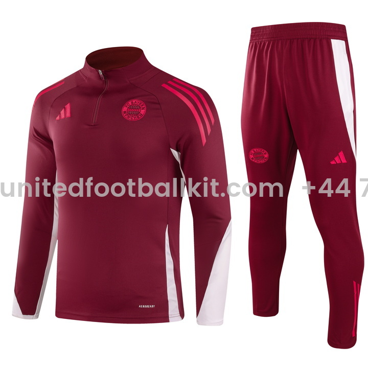 Unitedfootballkit.com | Bayern Munich 24-25 Kids Long Sleeve Training Set - Deep Red -Customize Name, Number and Patch | Worldwide Shipping