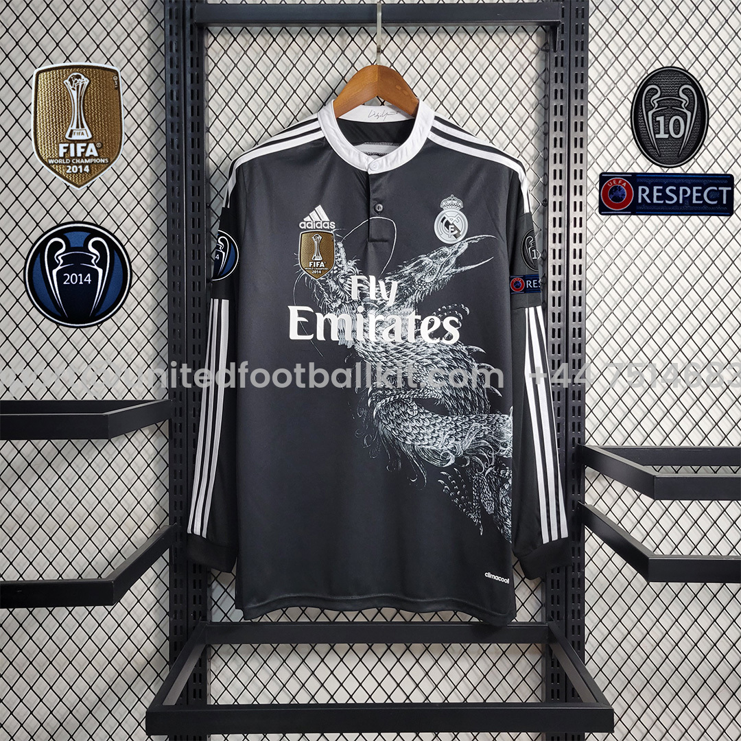 Unitedfootballkit.com | Retro Real Madrid 14-15 Third Long Sleeve Jersey -Customize Name, Number and Patch | Worldwide Shipping