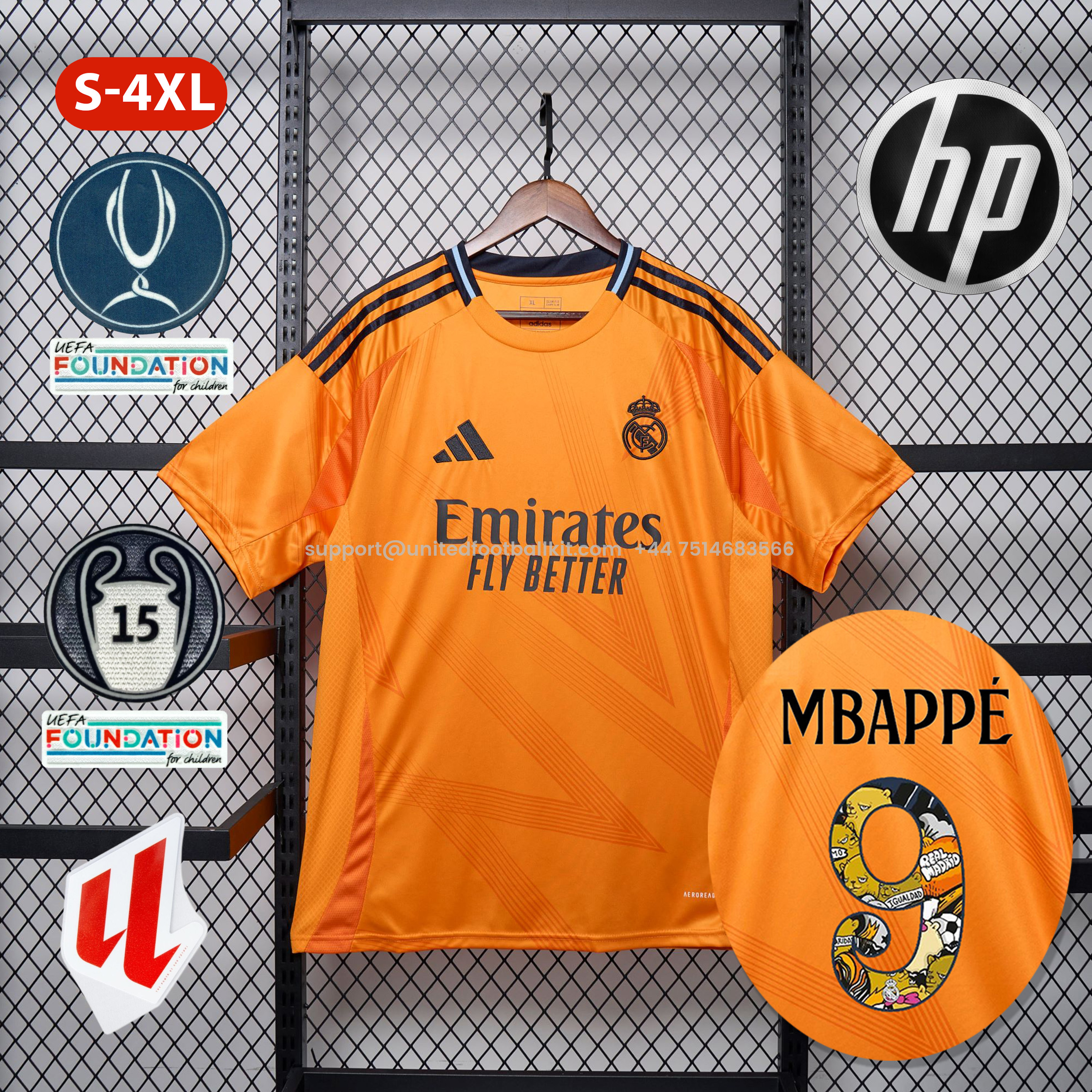 Unitedfootballkit.com | Real Madrid 24-25 Away Jersey with Bear Champ Font - Fans Version -Customize Name, Number and Patch | Worldwide Shipping