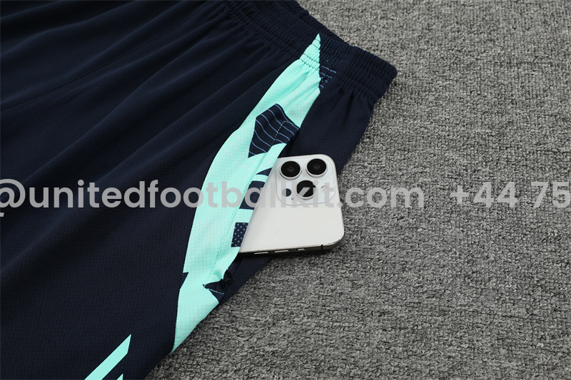 Unitedfootballkit.com | Real Madrid 24-25 Short-Sleeve Training Kids Kit - Lake Blue -Customize Name, Number and Patch | Worldwide Shipping