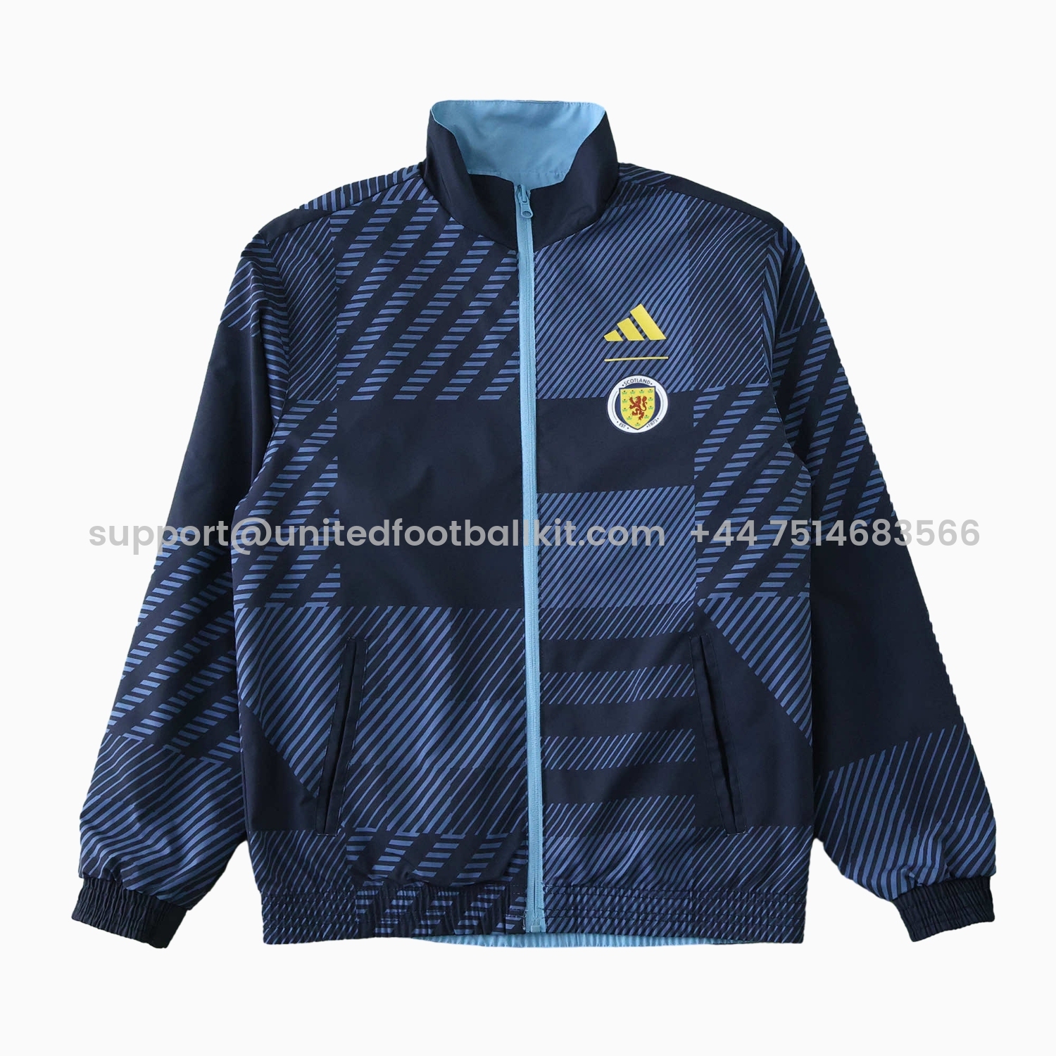 Unitedfootballkit.com | S-c-o.t l.a-n.d 24-25 Home Style Double Sided Reversible Windbreaker - Deep Blue -Customize Name, Number and Patch | Worldwide Shipping
