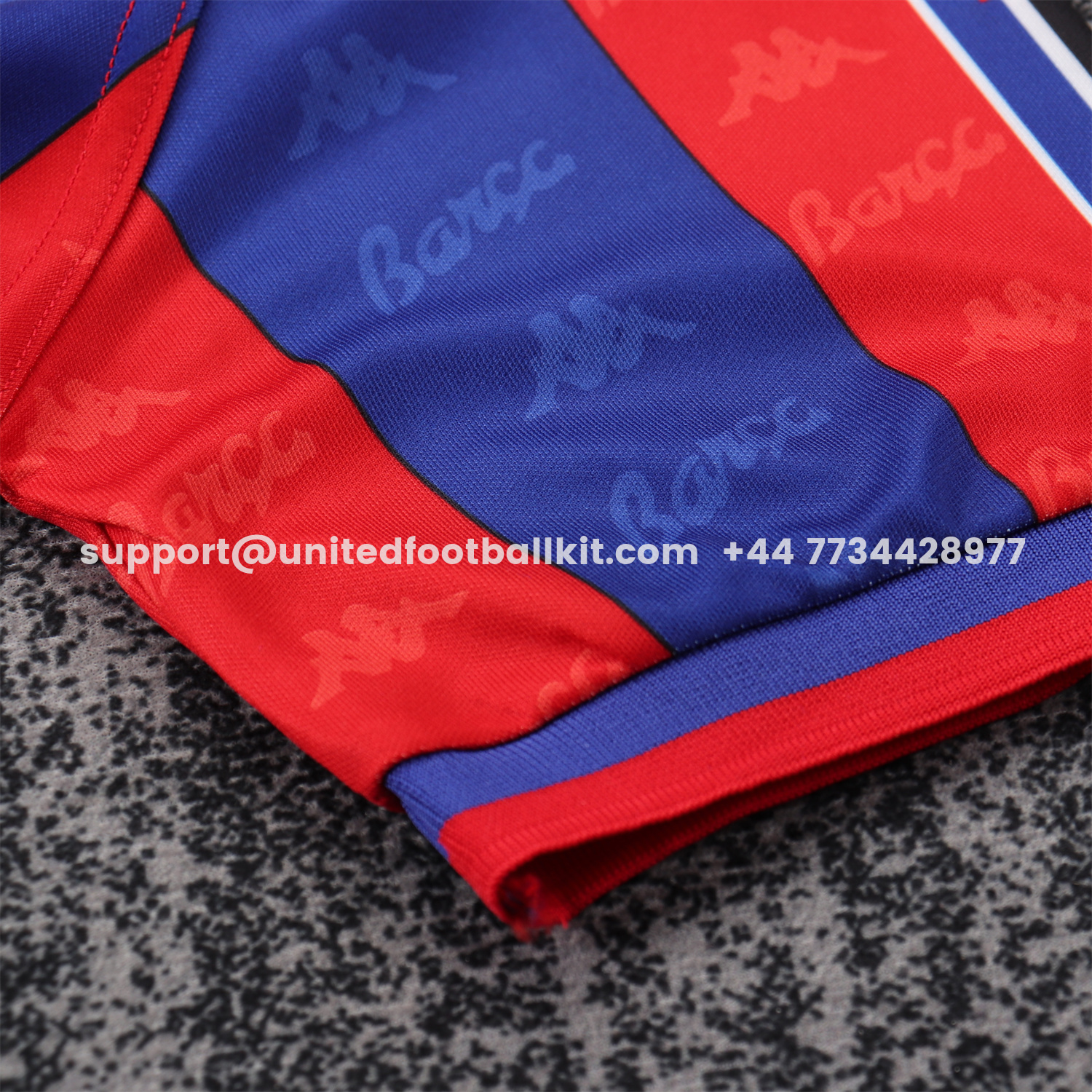 Unitedfootballkit.com | Retro Barcelona 1996-97 Home Kids Kit -Customize Name, Number and Patch | Worldwide Shipping