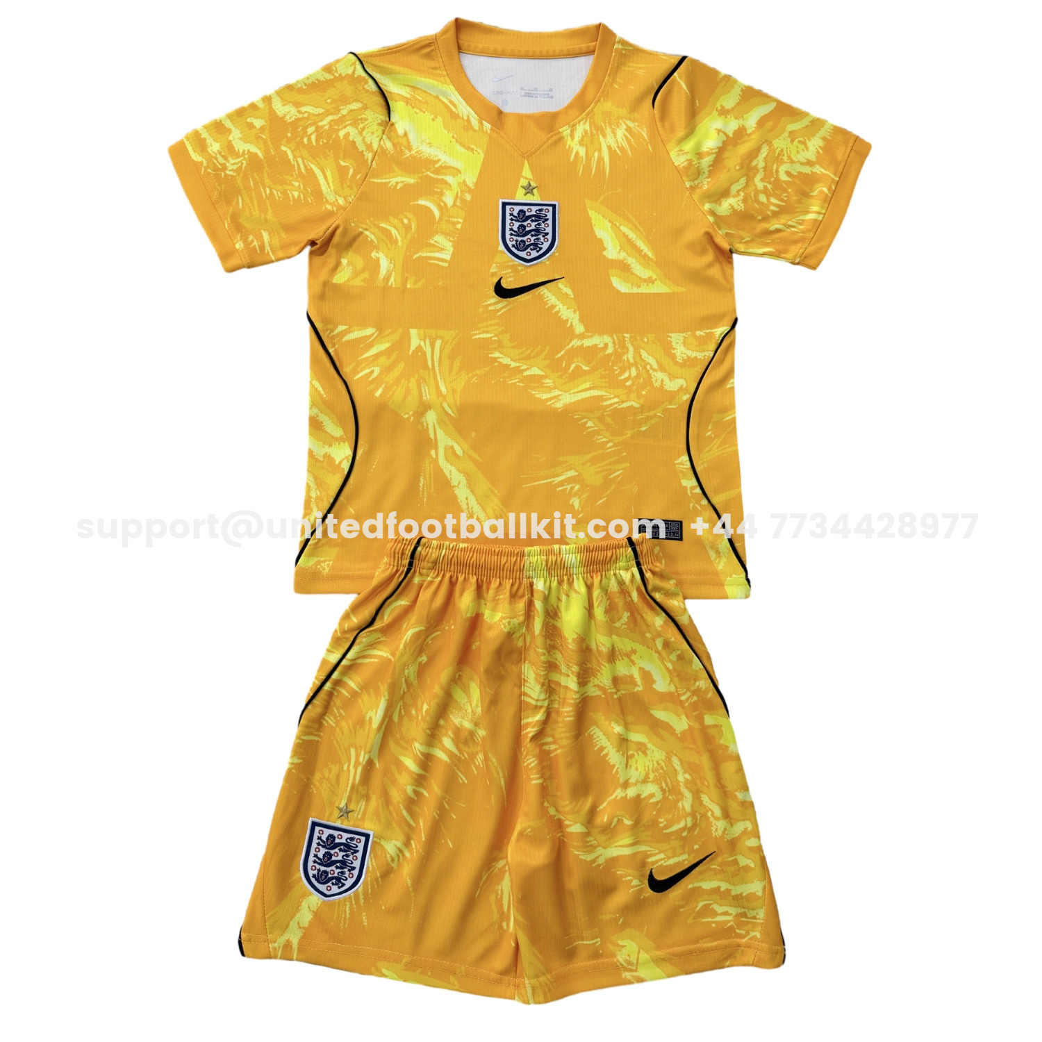 Unitedfootballkit.com | England 2026 Goalkeeper Yellow Men's Adult Jersey Set - Fans Version -Customize Name, Number and Patch | Worldwide Shipping