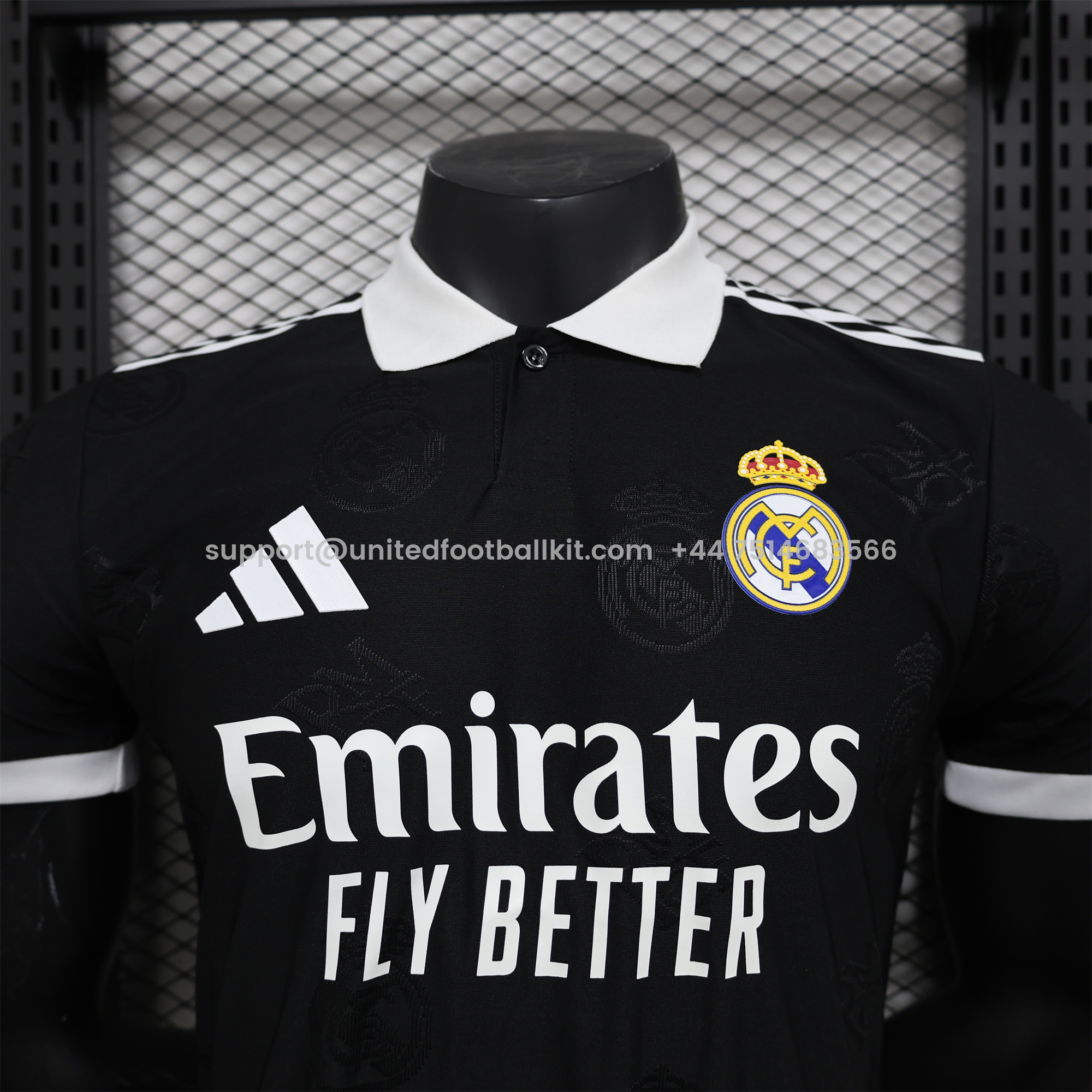 Unitedfootballkit.com | Real Madrid 24-25 Black LOGO Special Edition Jersey - Player Version -Customize Name, Number and Patch | Worldwide Shipping