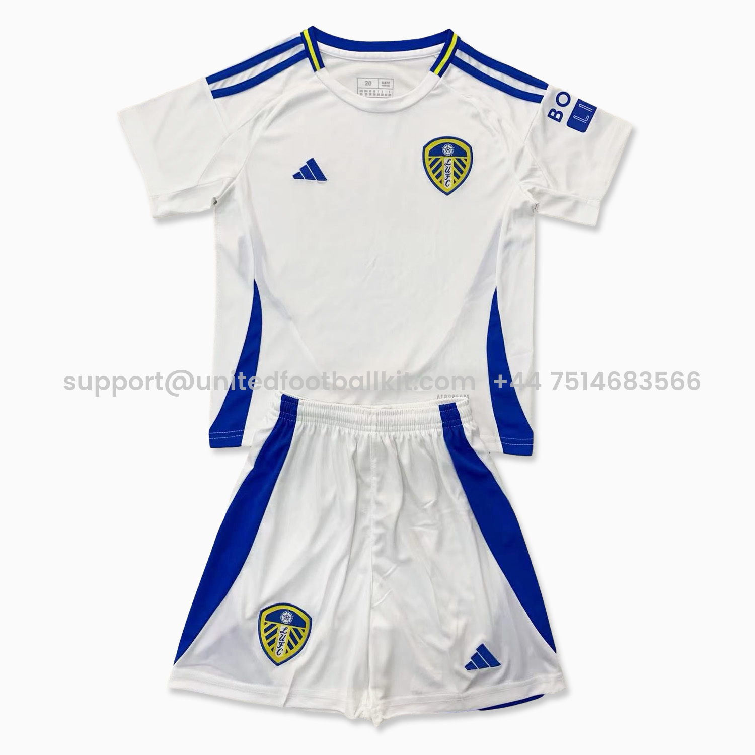 Unitedfootballkit.com | Leeds United 24-25 Home Kids Kit -Customize Name, Number and Patch | Worldwide Shipping