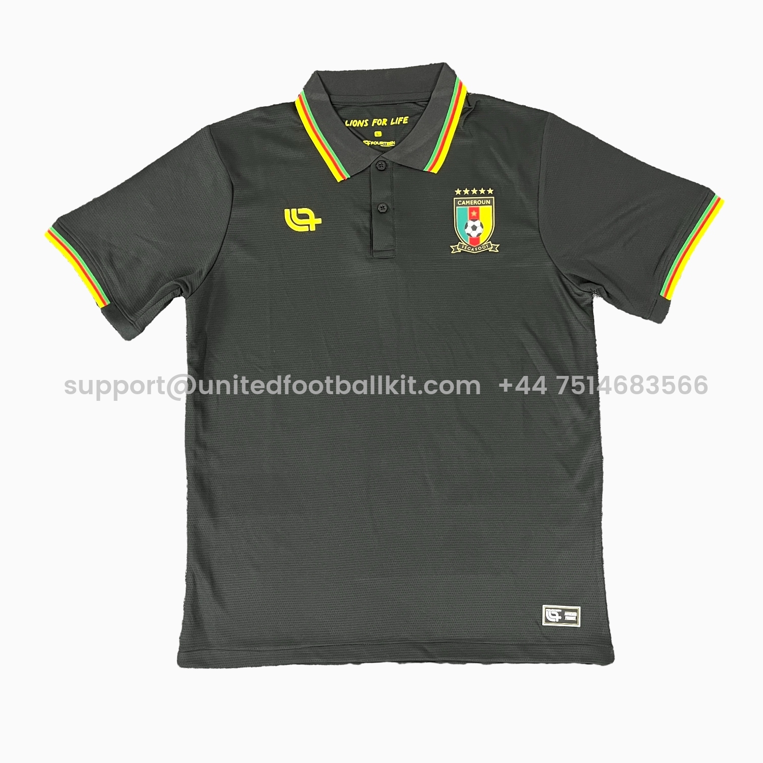 Unitedfootballkit.com | Cameroon 25-26 Black Polo Training Jersey - Fans Version -Customize Name, Number and Patch | Worldwide Shipping
