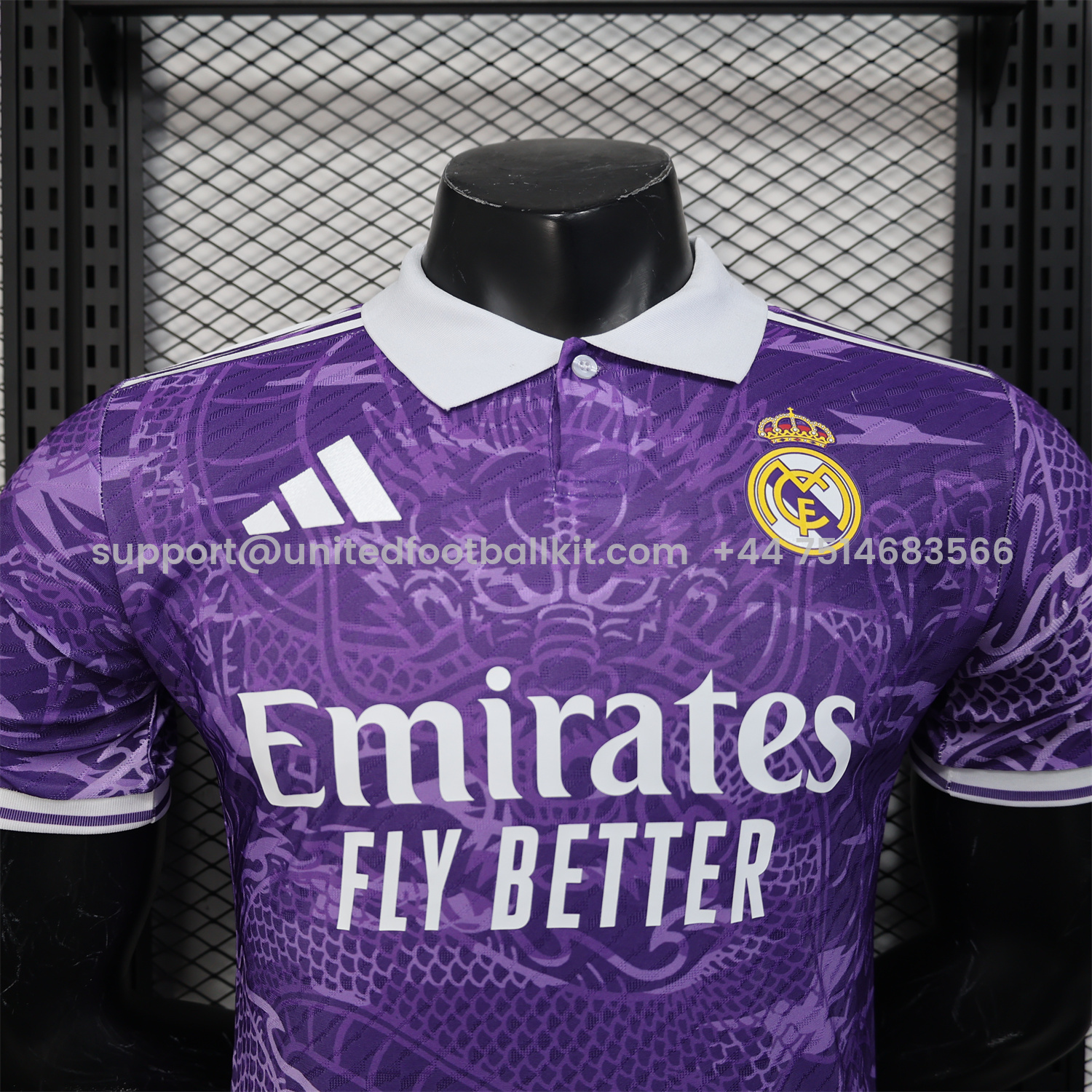 Unitedfootballkit.com | Real Madrid 24-25 Purple Loong POLO Jersey - Player Version -Customize Name, Number and Patch | Worldwide Shipping