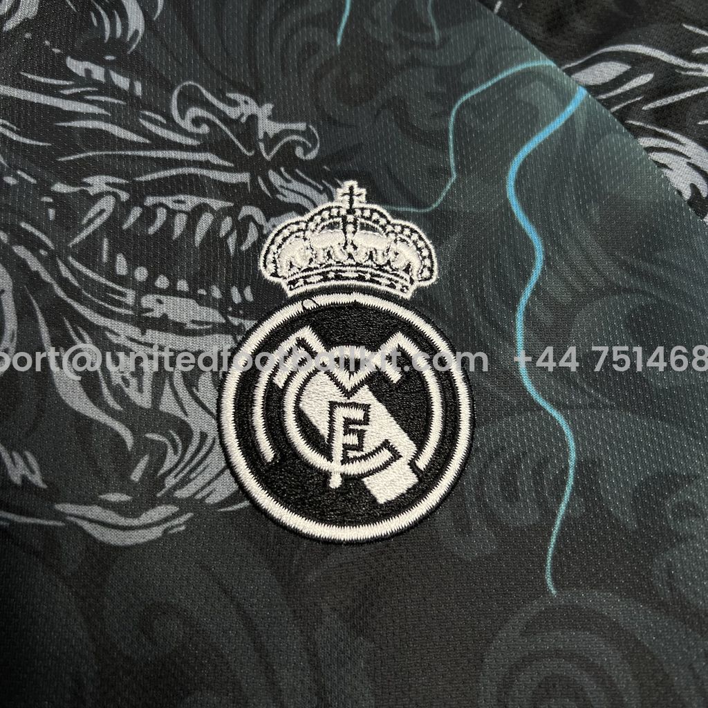 Unitedfootballkit.com | Real Madrid 24-25 White & Blue Loong Special Edition Jersey - Fans Version -Customize Name, Number and Patch | Worldwide Shipping