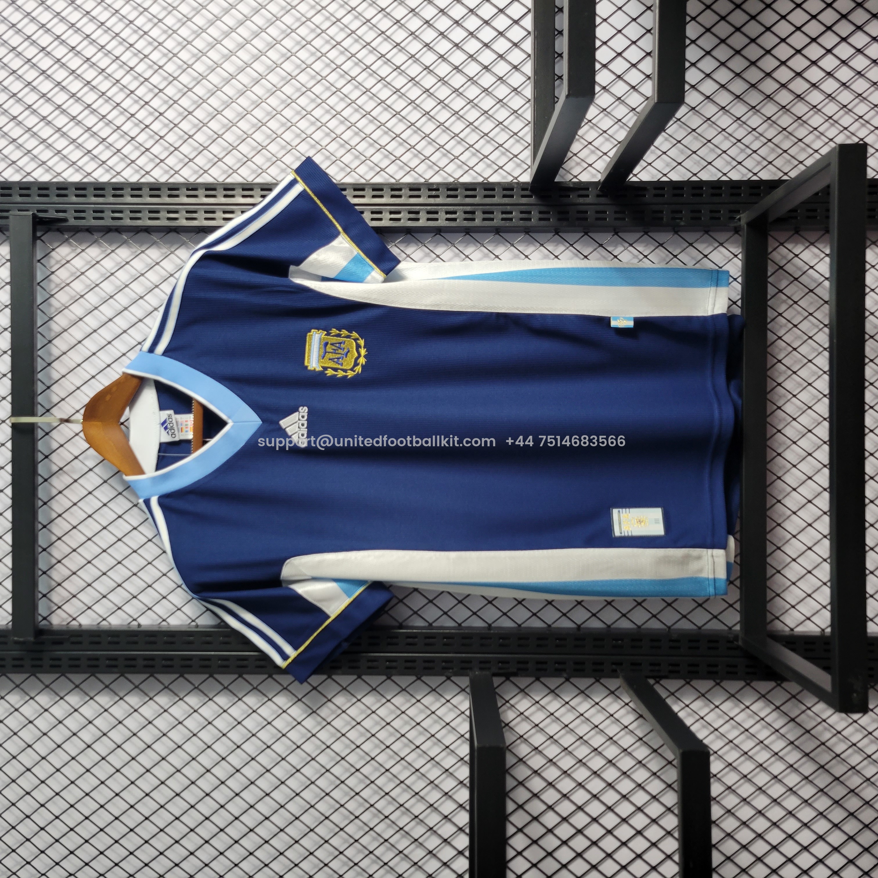 Unitedfootballkit.com | Retro Argentina 1998 Away Stadium Jersey -Customize Name, Number and Patch | Worldwide Shipping