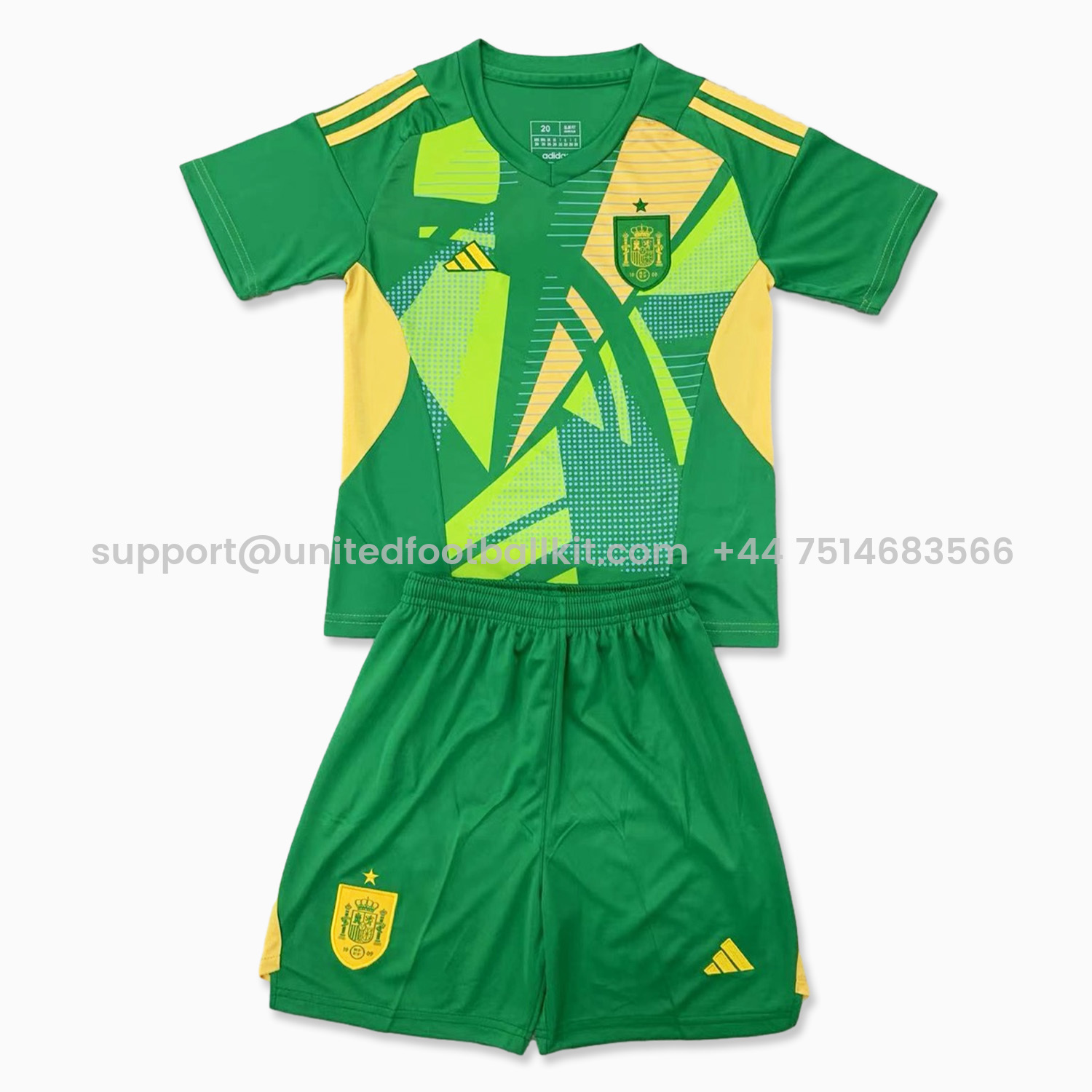 Unitedfootballkit.com | Spain 2024 Fruit Green Goalkeeper Kids Kit -Customize Name, Number and Patch | Worldwide Shipping