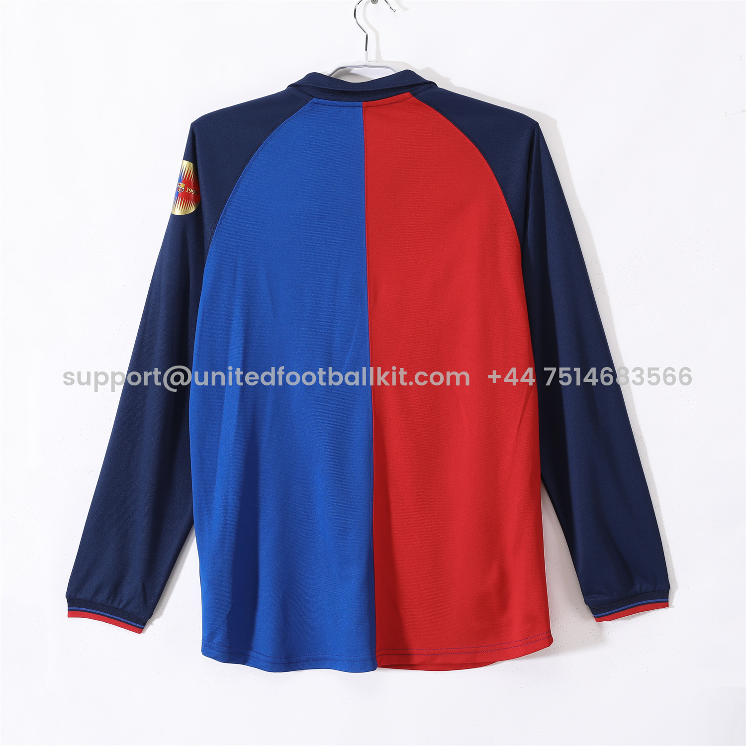 Unitedfootballkit.com | Retro Barcelona 99-00 Home Long Sleeves Jersey -Customize Name, Number and Patch | Worldwide Shipping