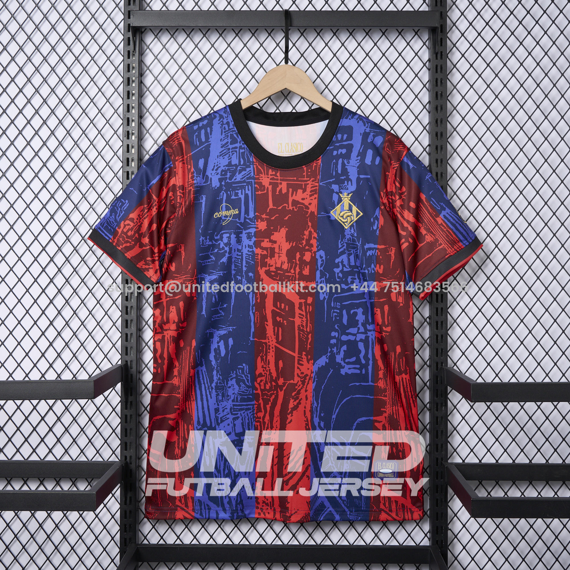 Unitedfootballkit.com | Barcelona 2024-25 COMMA Messi Jersey - Fans Version -Customize Name, Number and Patch | Worldwide Shipping