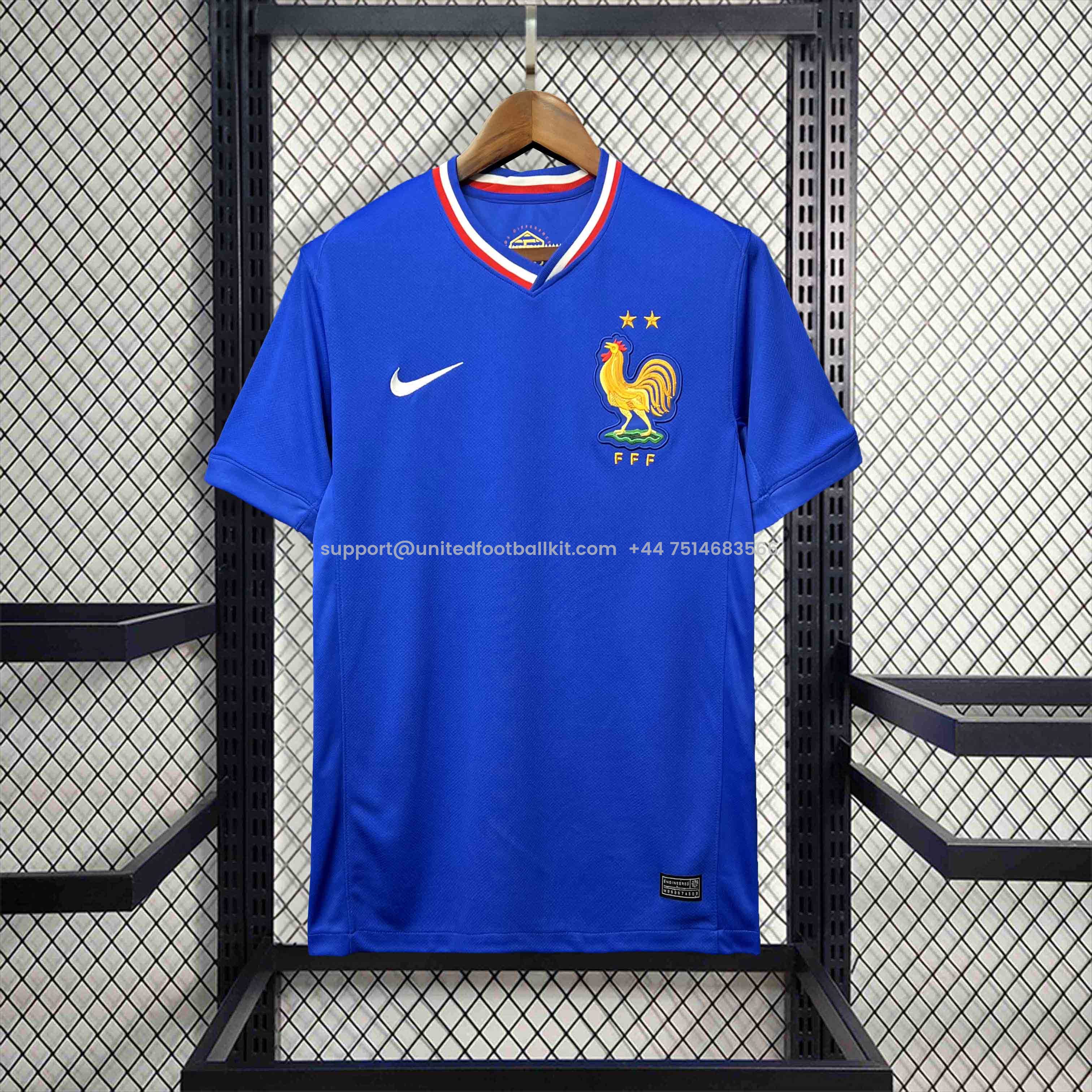 Unitedfootballkit.com | France 2024 Home Stadium Jersey - Fans Version -Customize Name, Number and Patch | Worldwide Shipping