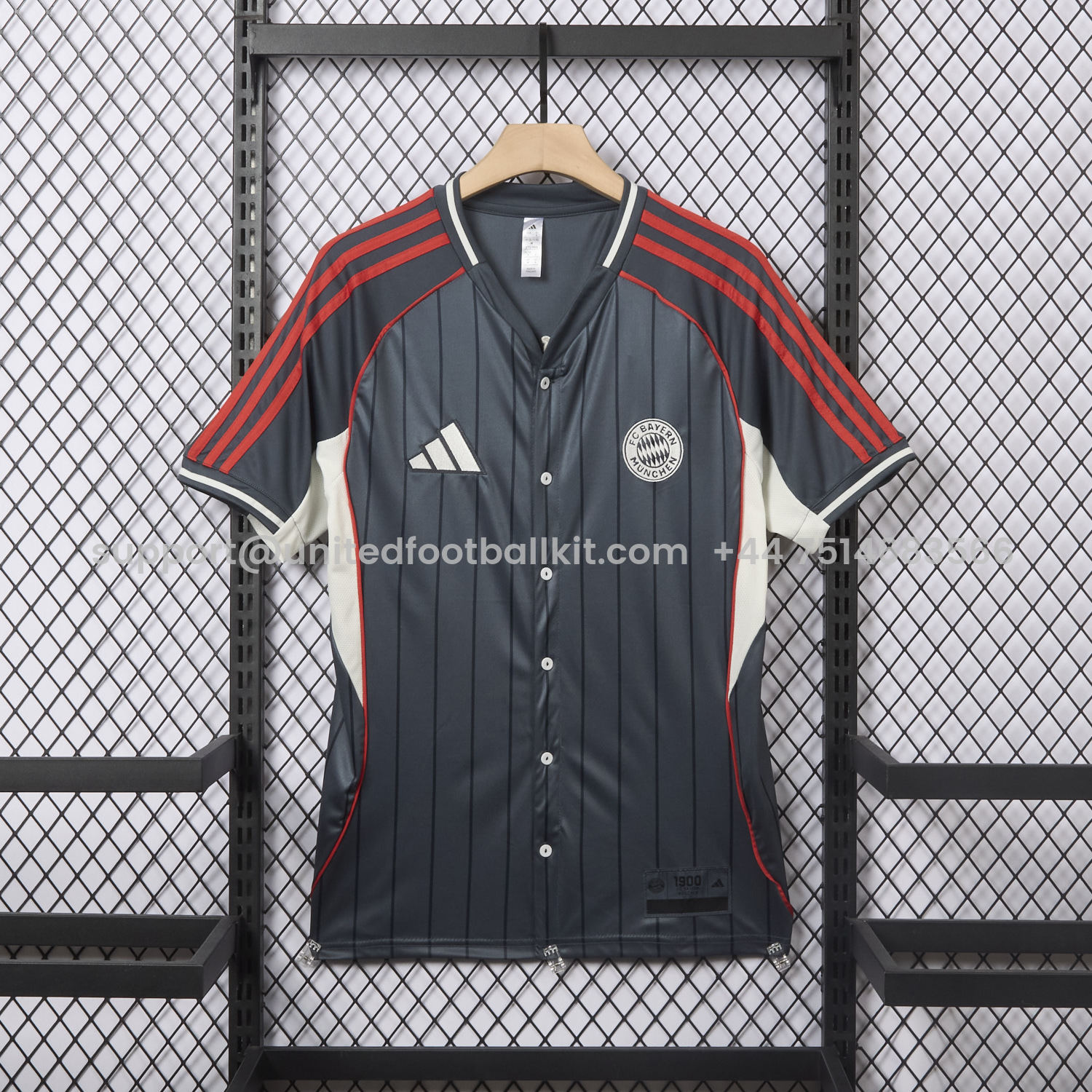Unitedfootballkit.com | Bayern Munich 25-26 Deep Grey Baseball Jersey -Customize Name, Number and Patch | Worldwide Shipping