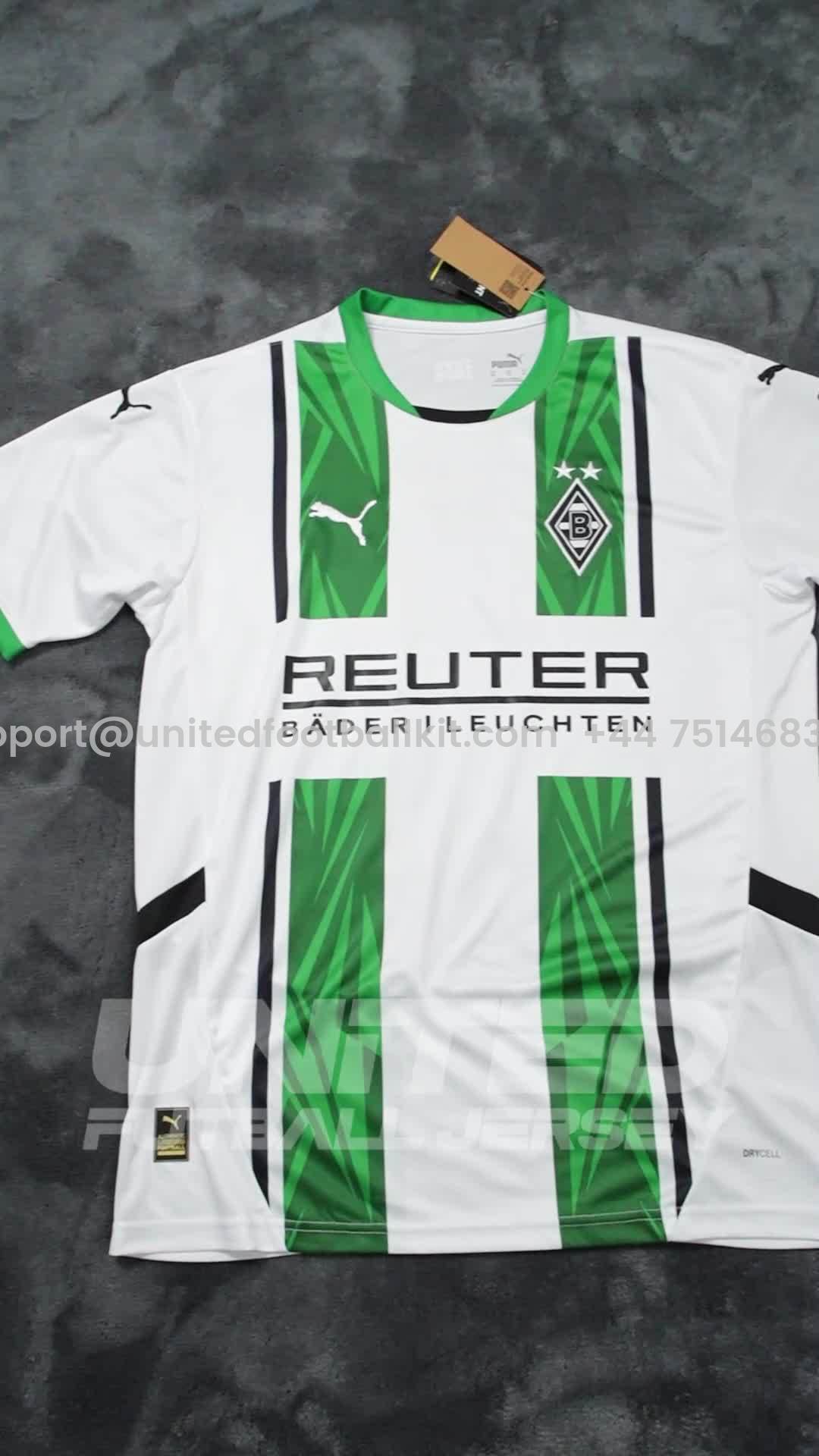 Unitedfootballkit.com | Borussia Mönchengladbach 24-25 Home Stadium Jersey - Fans Version -Customize Name, Number and Patch | Worldwide Shipping