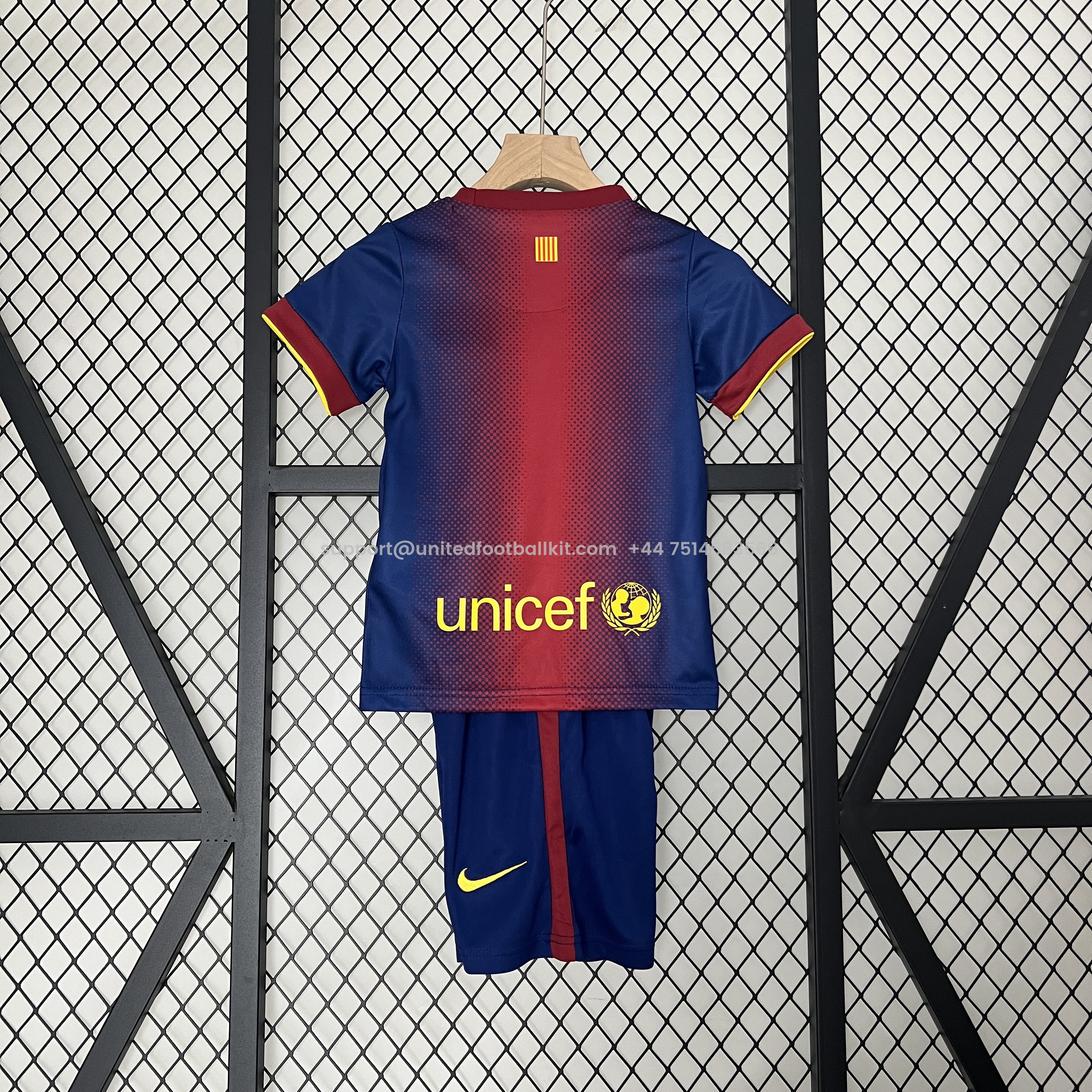 Unitedfootballkit.com | Retro Barcelona 2012-13 Home Stadium Kids Kit -Customize Name, Number and Patch | Worldwide Shipping