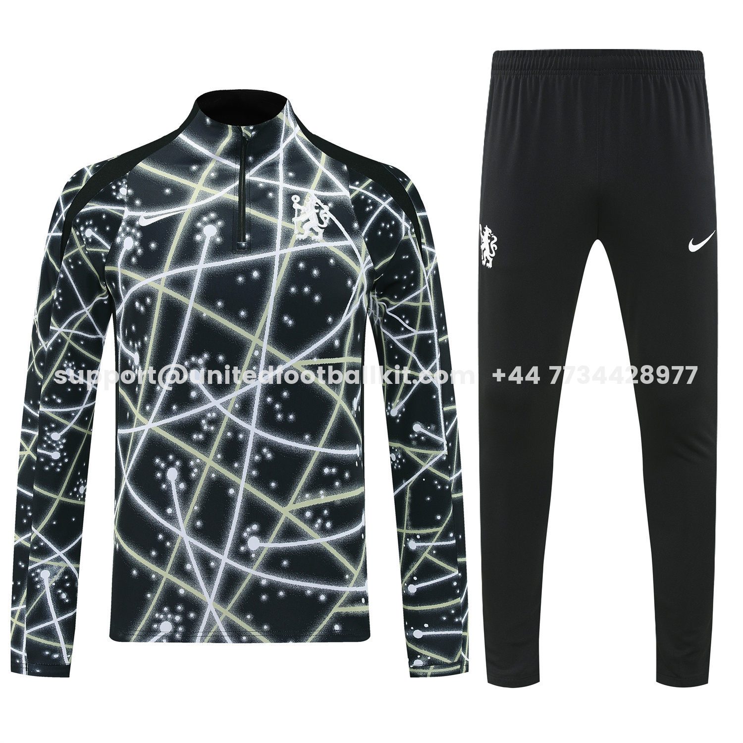 Unitedfootballkit.com | C.H.E.L.S.E.A 25-26 Meteor Pattern Long Sleeve Training Set - Player Version - Starry Sky Top and Black Pants -Customize Name, Number and Patch | Worldwide Shipping