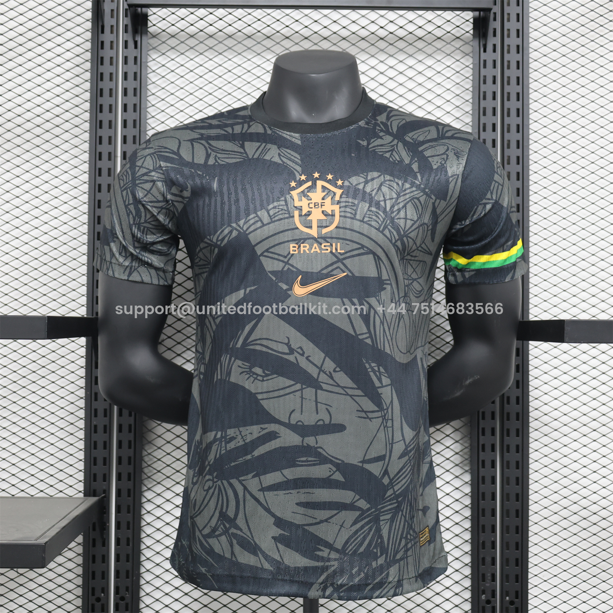 Unitedfootballkit.com | Brazil 2024 Black Face Graffiti Jersey - Player Version -Customize Name, Number and Patch | Worldwide Shipping
