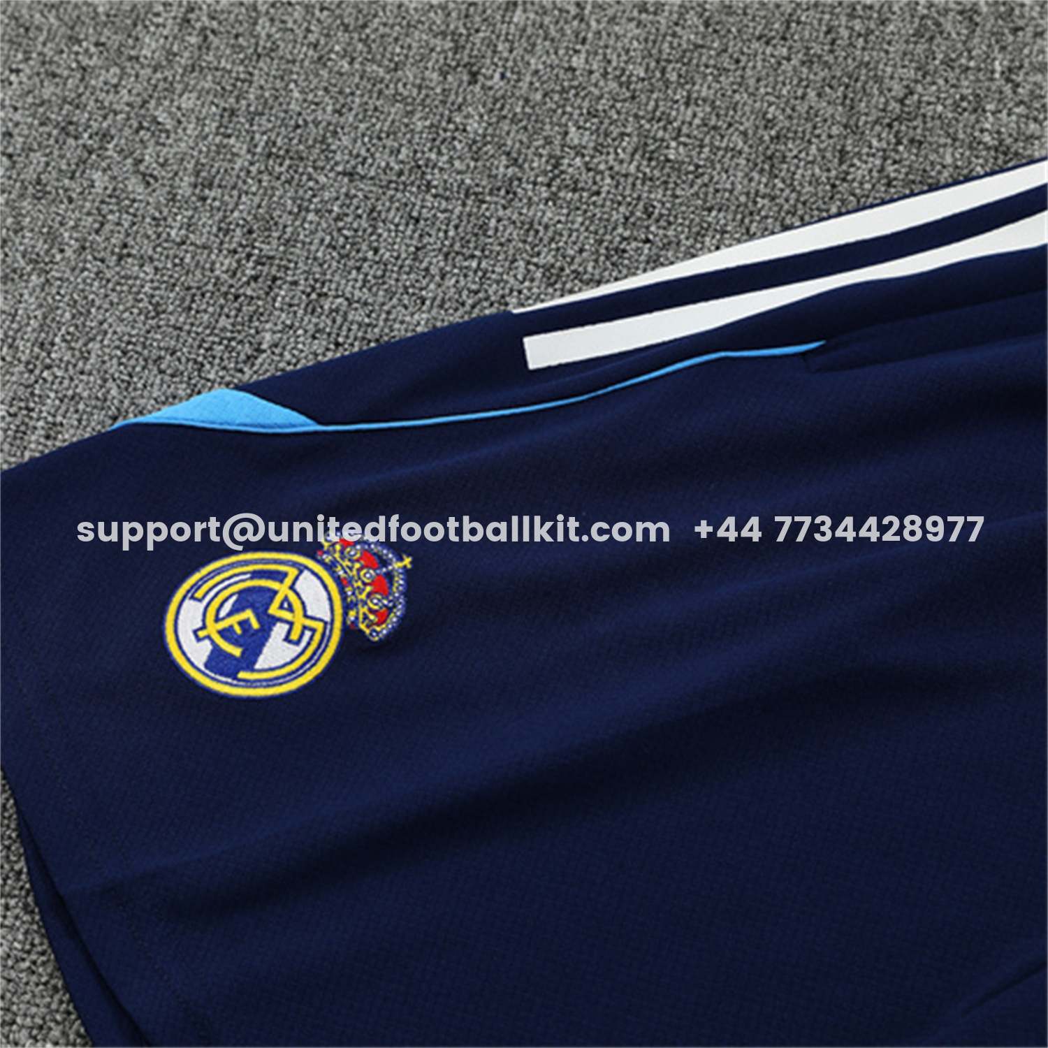 Unitedfootballkit.com | Real Madrid 25-26 Short-Sleeve Training Set - Royal Blue Top & Royal Blue Shorts -Customize Name, Number and Patch | Worldwide Shipping