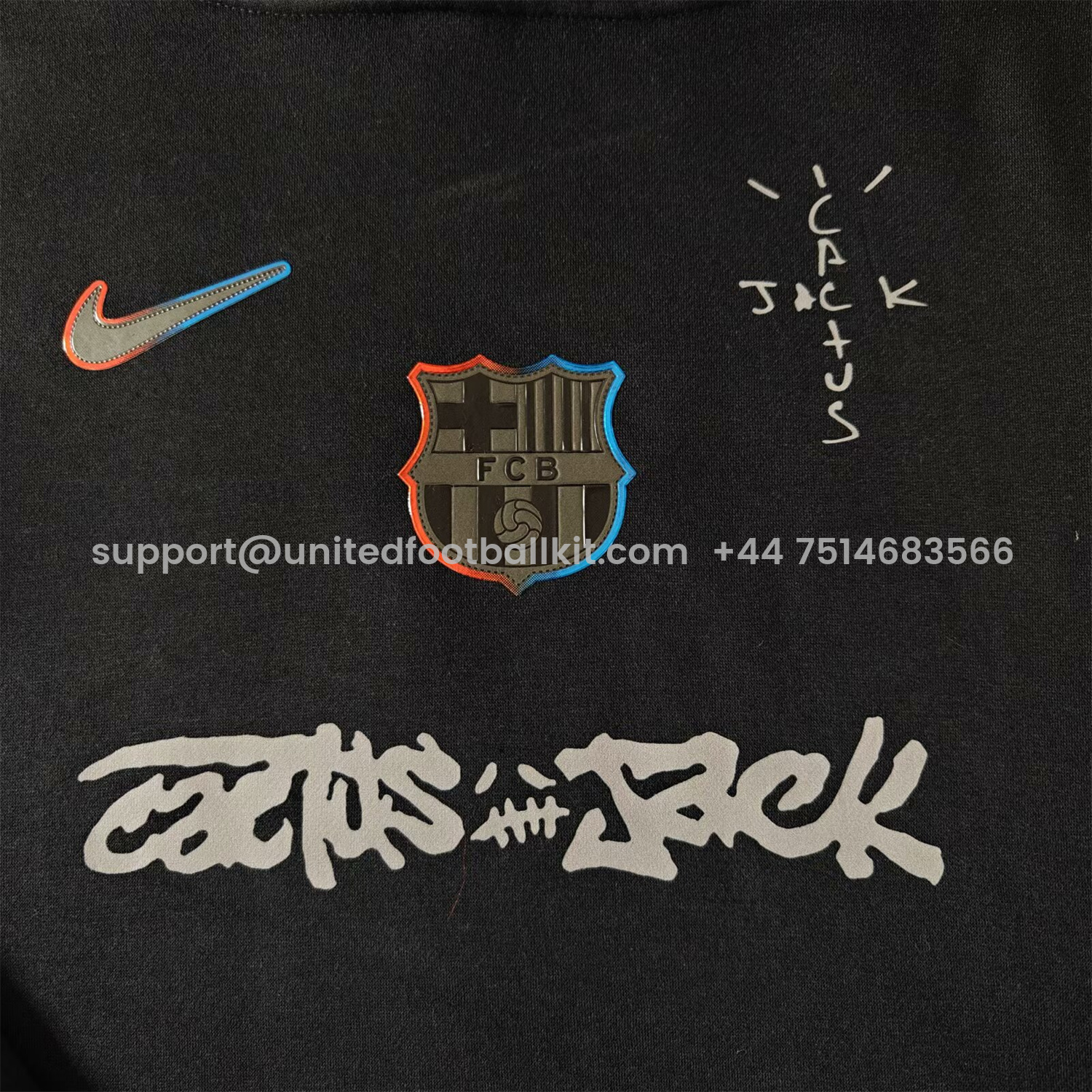 Unitedfootballkit.com | Barcelona x Travis Scott Team Logo Centered Unisex Pullover Hoodie -Customize Name, Number and Patch | Worldwide Shipping