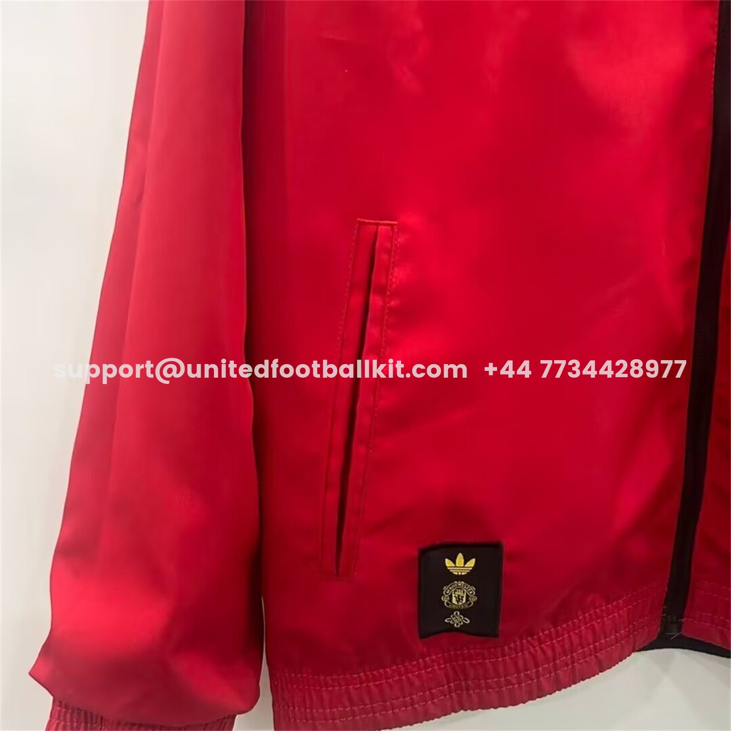 Unitedfootballkit.com | Manchester United 25-26 Double Sided Reversible Windbreaker - Black & Red -Customize Name, Number and Patch | Worldwide Shipping