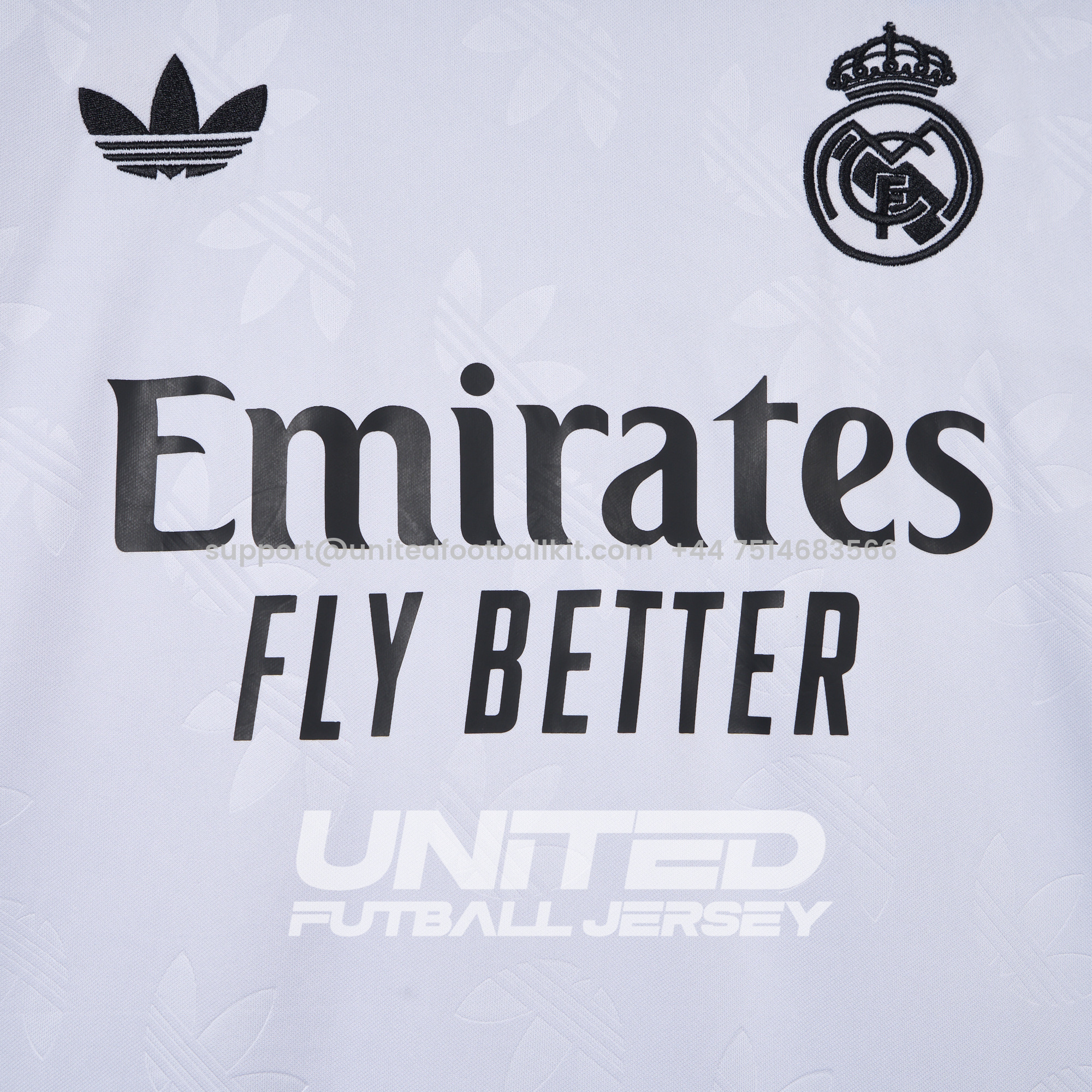 Unitedfootballkit.com | Real Madrid 24-25 Trefoil White Jersey - Fans Version -Customize Name, Number and Patch | Worldwide Shipping