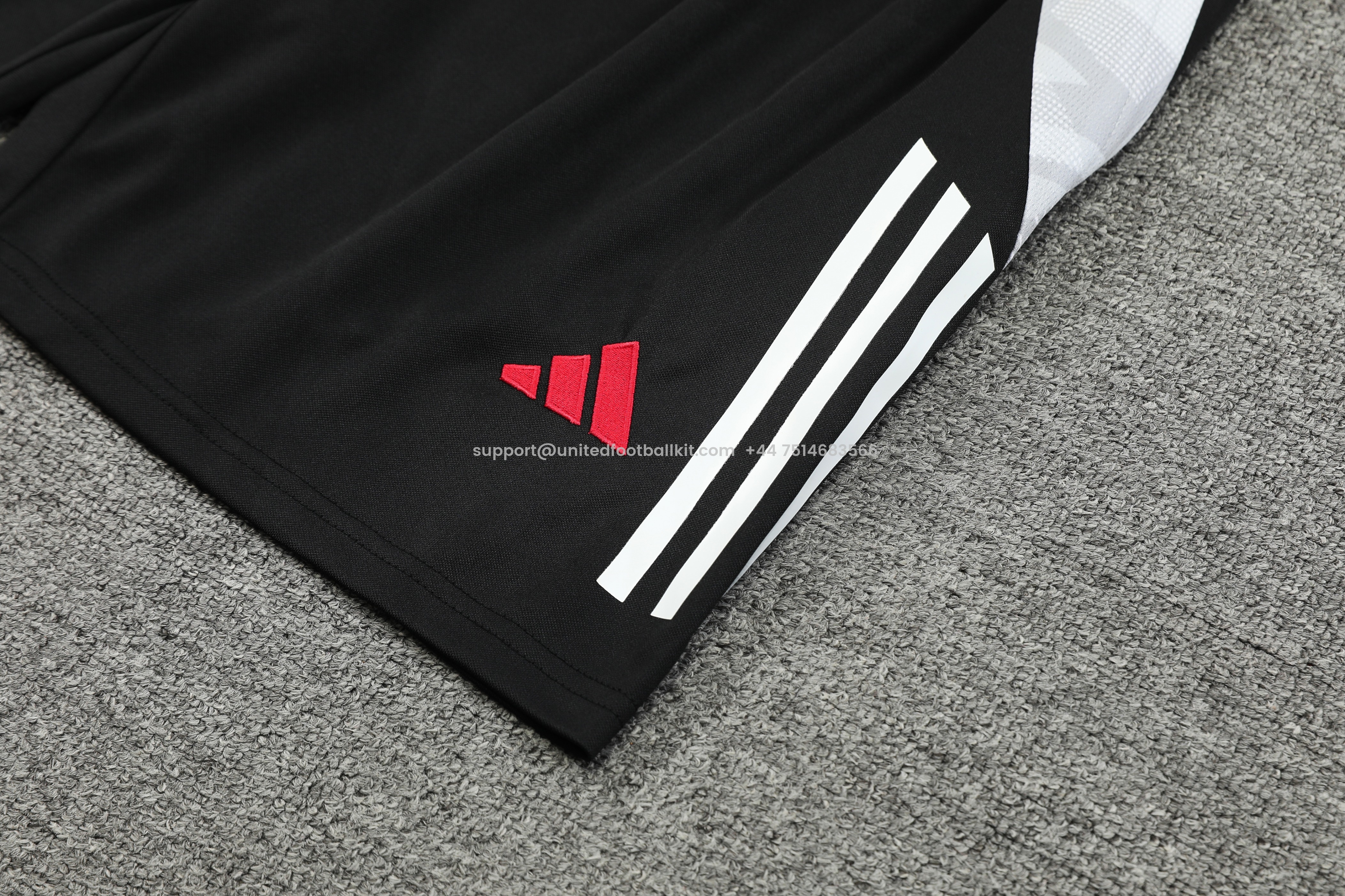 Unitedfootballkit.com | Manchester United 24-25 Short-Sleeve Training Kids Kit - Red Top and Black Shorts -Customize Name, Number and Patch | Worldwide Shipping