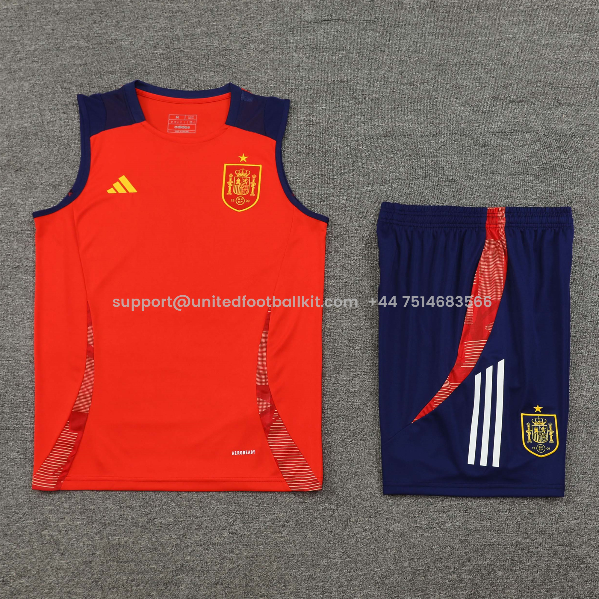 Unitedfootballkit.com | Spain 24-25 Vest Training Set - Red -Customize Name, Number and Patch | Worldwide Shipping