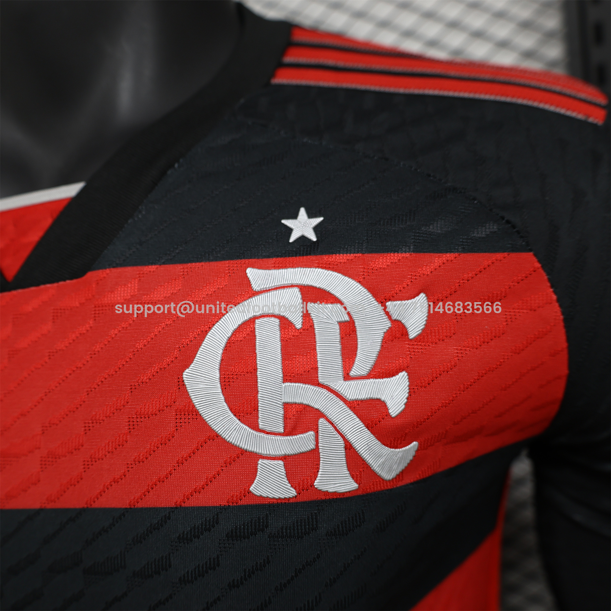 Unitedfootballkit.com | Flamengo 2024 Home Long Sleeve Jersey - Player Version -Customize Name, Number and Patch | Worldwide Shipping