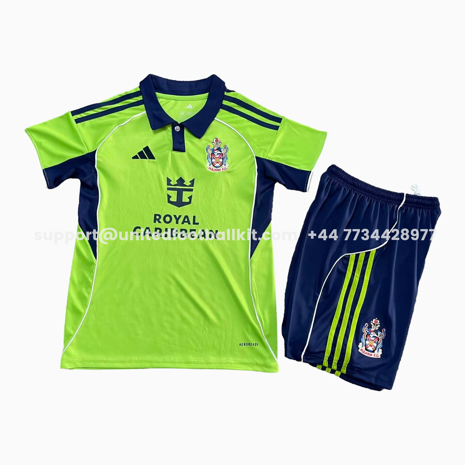 Unitedfootballkit.com | Fulham 25-26 Away Green Kids Kit -Customize Name, Number and Patch | Worldwide Shipping
