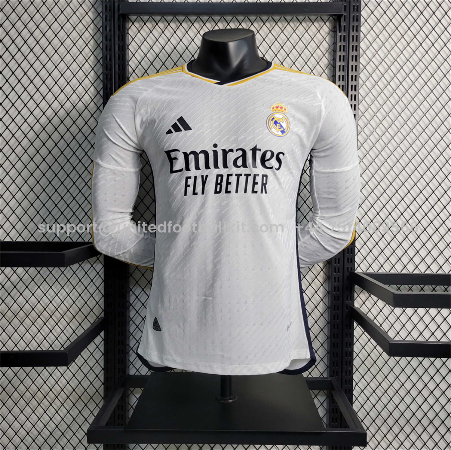 Unitedfootballkit.com | Retro Real Madrid 2023-24 Home Long Sleeves Jersey - Player Version -Customize Name, Number and Patch | Worldwide Shipping