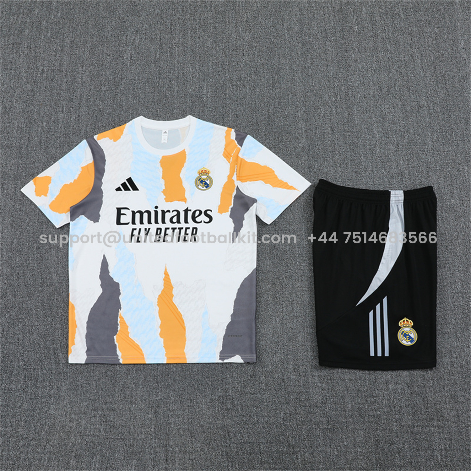 Unitedfootballkit.com | Real Madrid 24-25 Pre-Match Short-Sleeve Training Set - Camouflage -Customize Name, Number and Patch | Worldwide Shipping