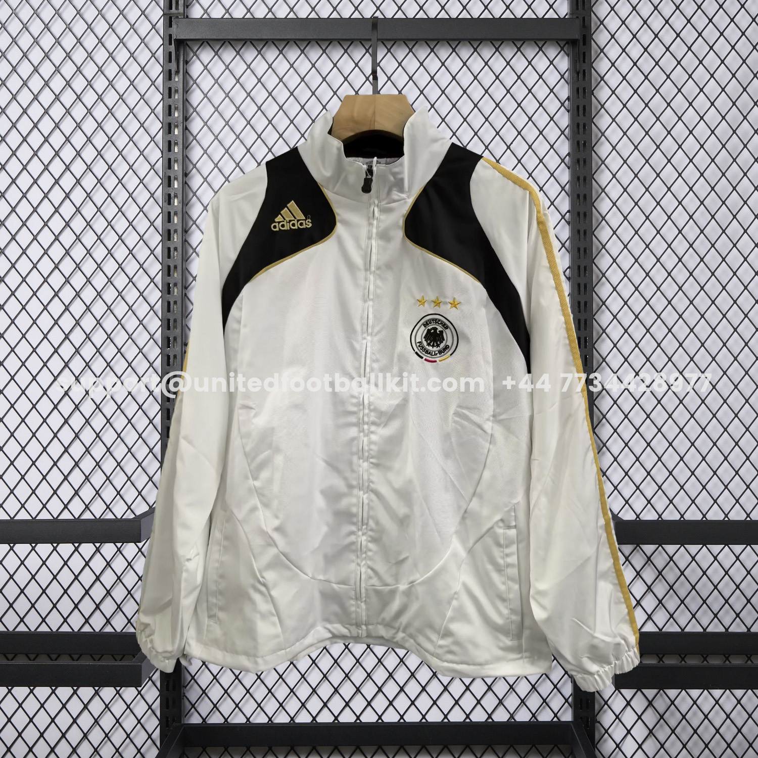 Unitedfootballkit.com | Retro Germany 2006 White Windbreaker -Customize Name, Number and Patch | Worldwide Shipping