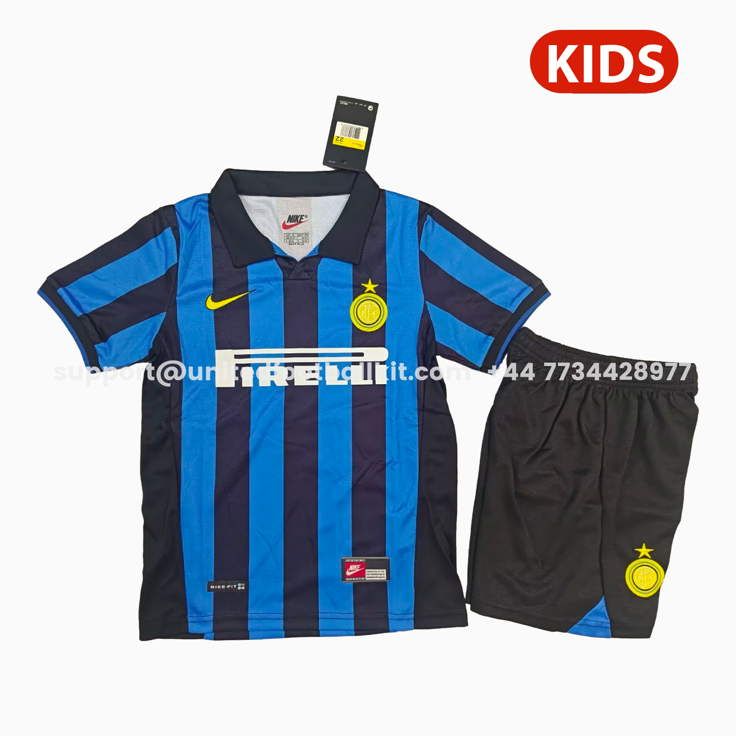 Unitedfootballkit.com | Retro Inter Milan 1998-99 Home Kids Kit -Customize Name, Number and Patch | Worldwide Shipping
